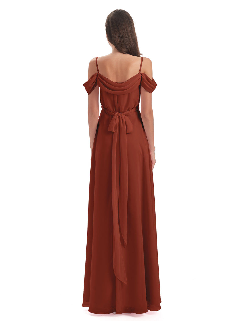 Brenna Off The Shoulder Chiffon Long Bridesmaid Dresses
