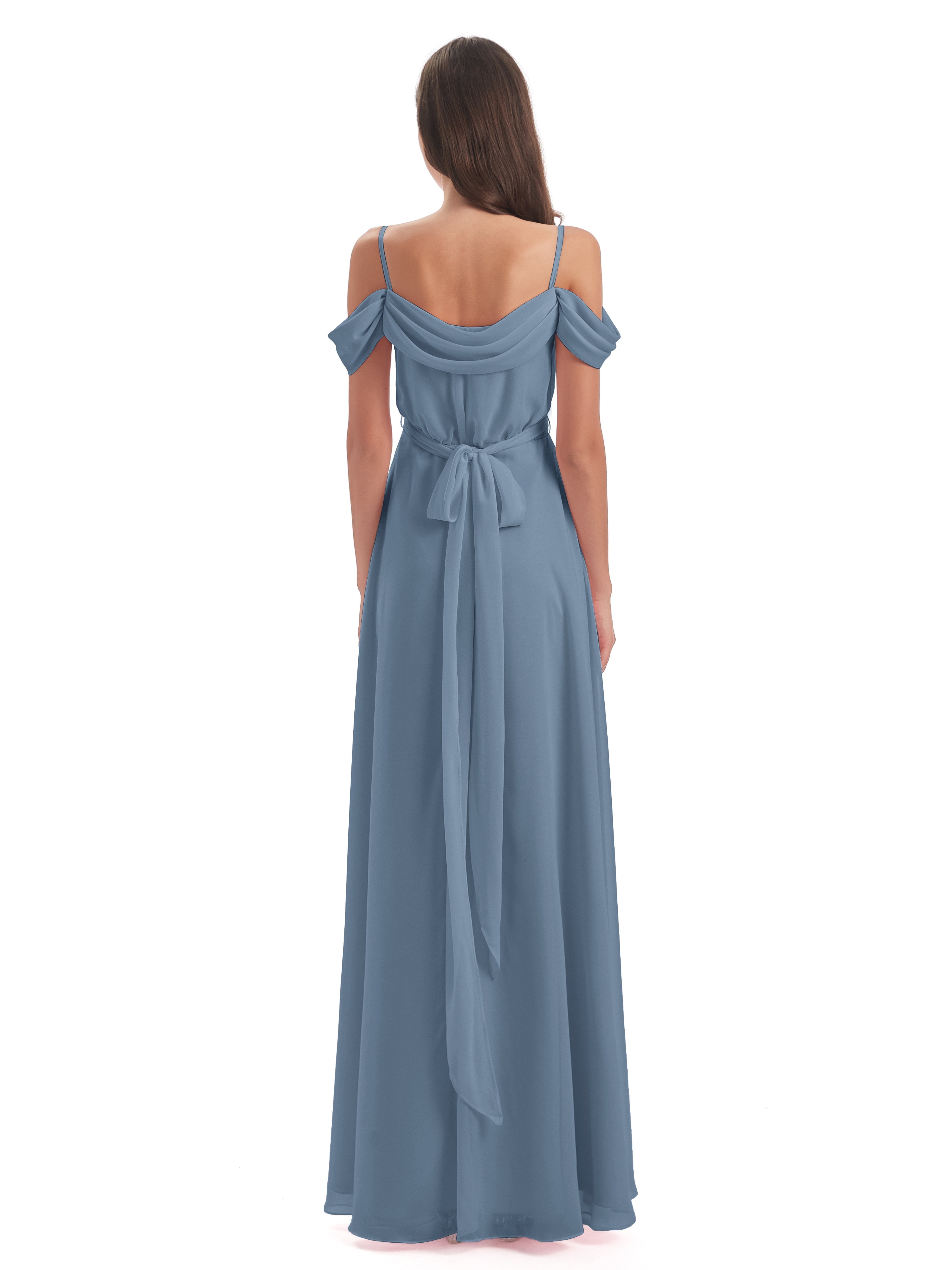 Brenna Off The Shoulder Chiffon Long Bridesmaid Dresses