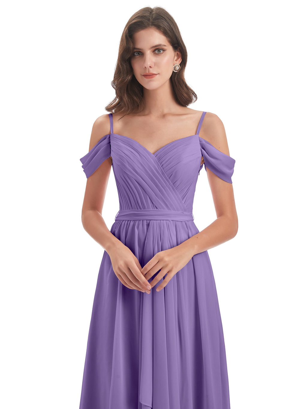 Brenna Off The Shoulder Chiffon Long Bridesmaid Dresses