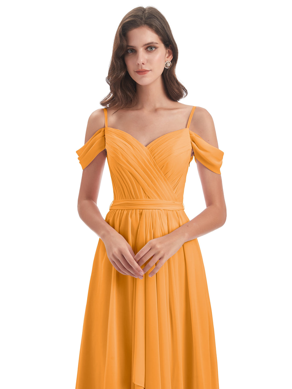 Brenna Off The Shoulder Chiffon Long Bridesmaid Dresses