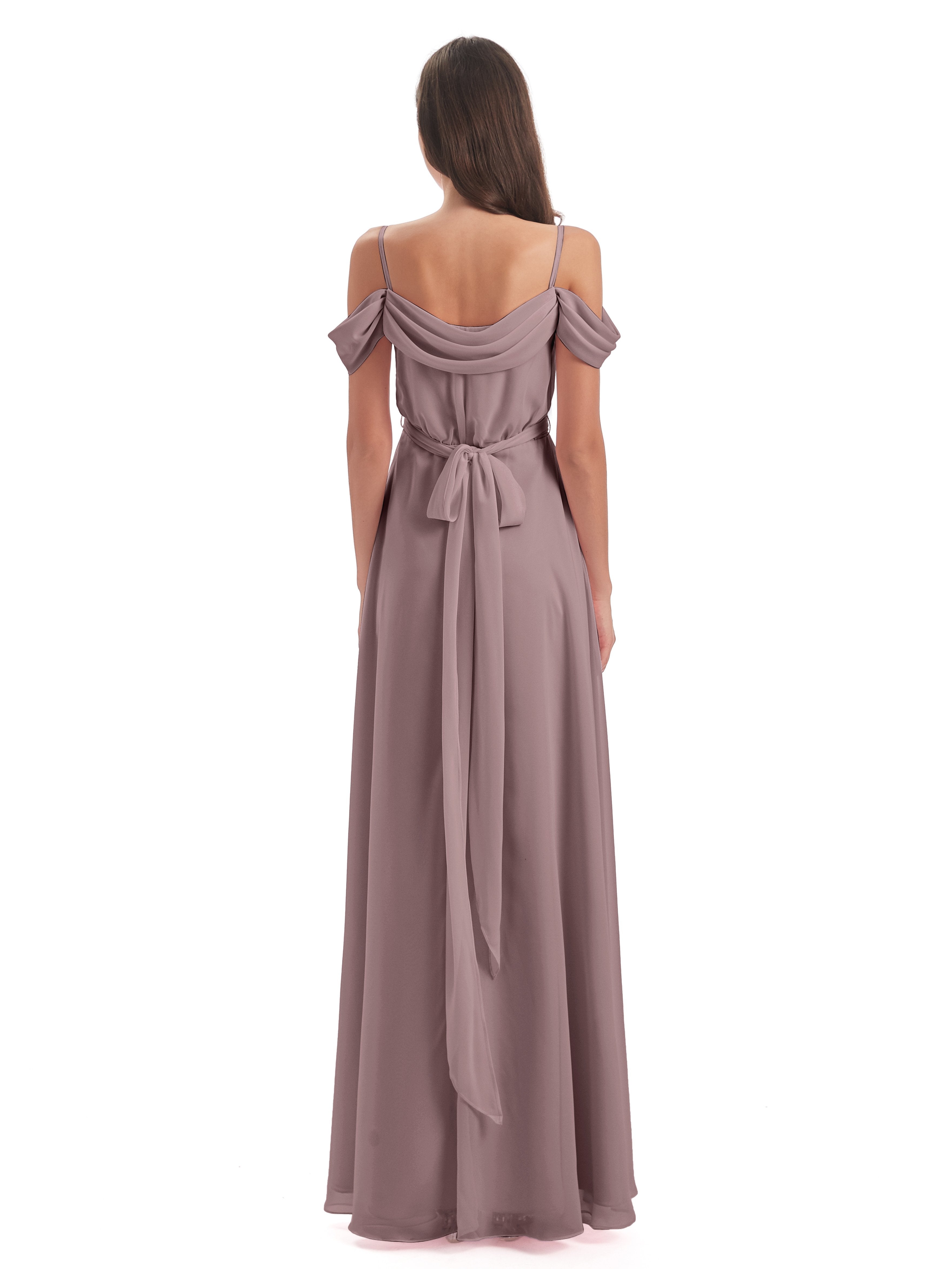 Brenna Off The Shoulder Chiffon Long Bridesmaid Dresses