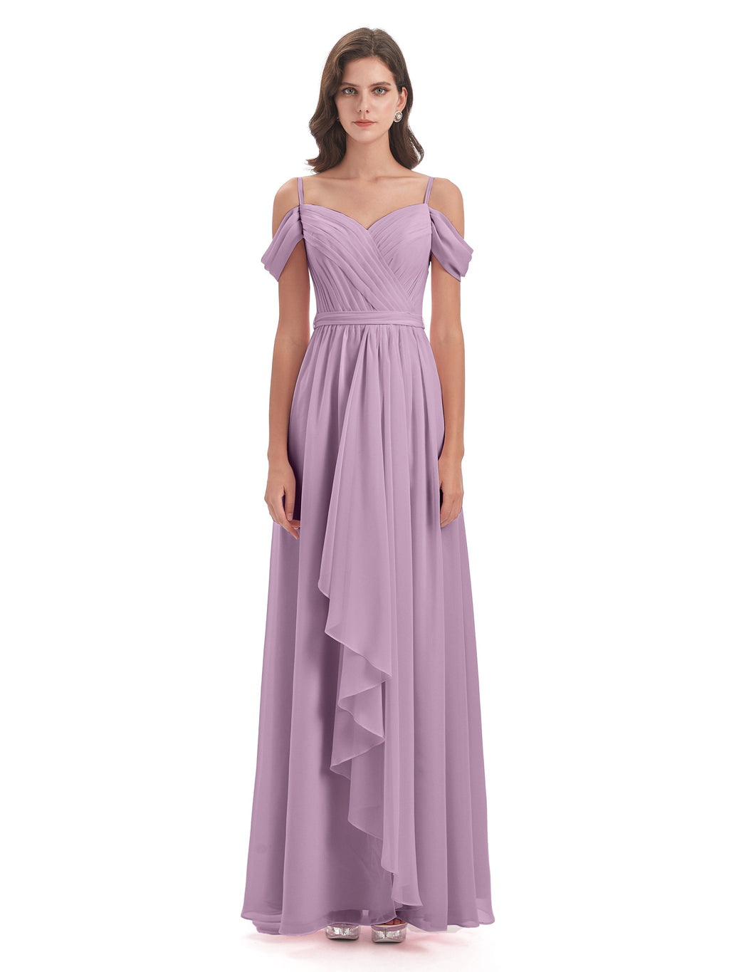 Brenna Off The Shoulder Chiffon Long Bridesmaid Dresses