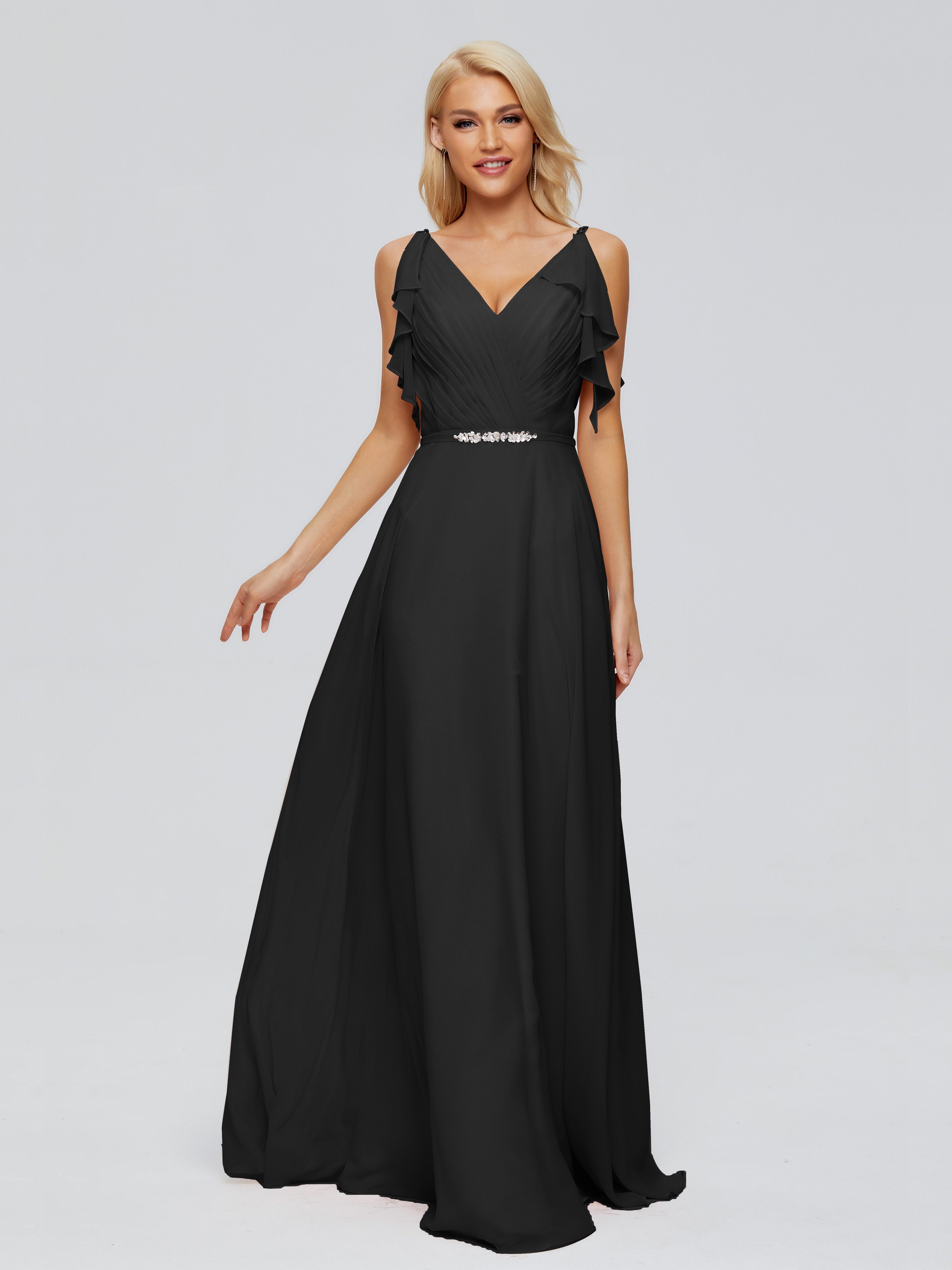 Brianna Straps V-back Chiffon Bridesmaid Dresses