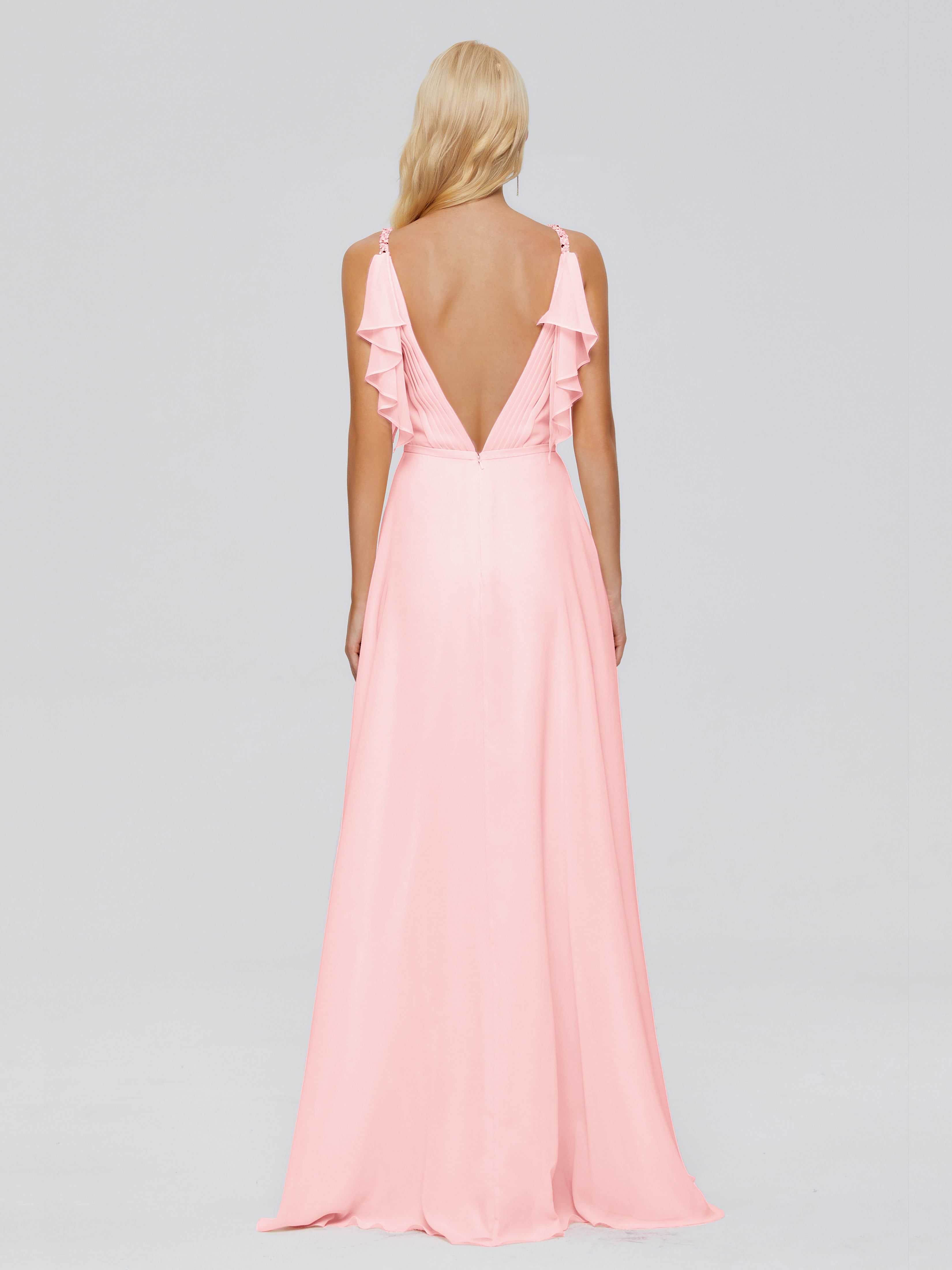 Brianna Straps V-back Chiffon Bridesmaid Dresses