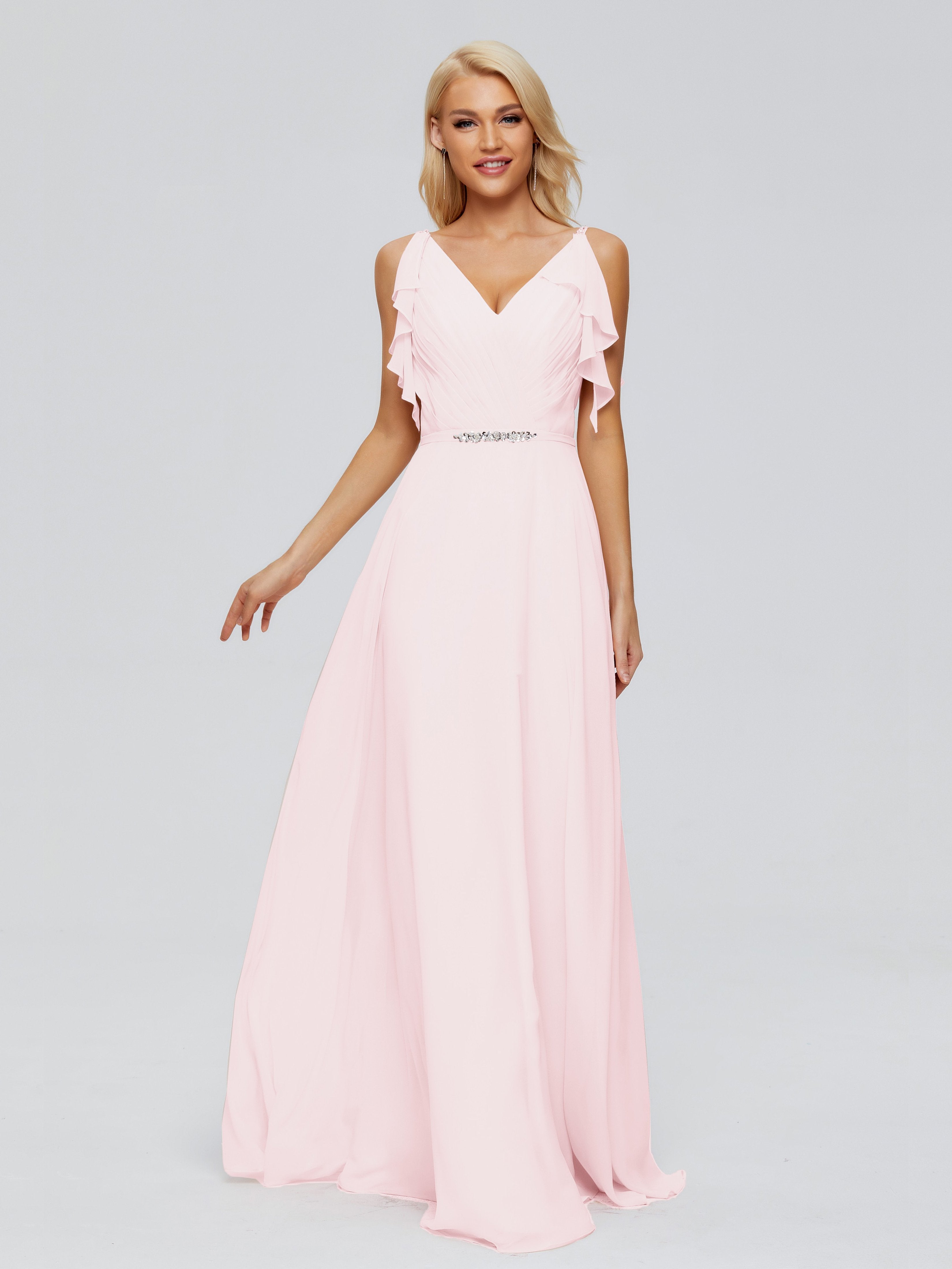 Brianna Straps V-back Chiffon Bridesmaid Dresses