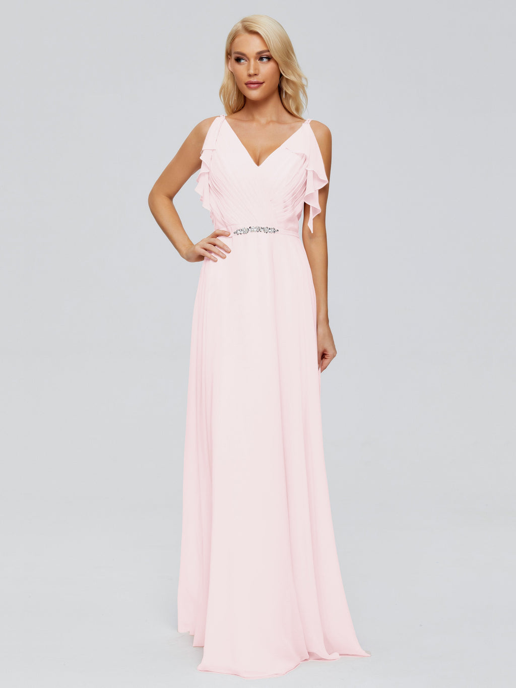 Brianna Straps V-back Chiffon Bridesmaid Dresses