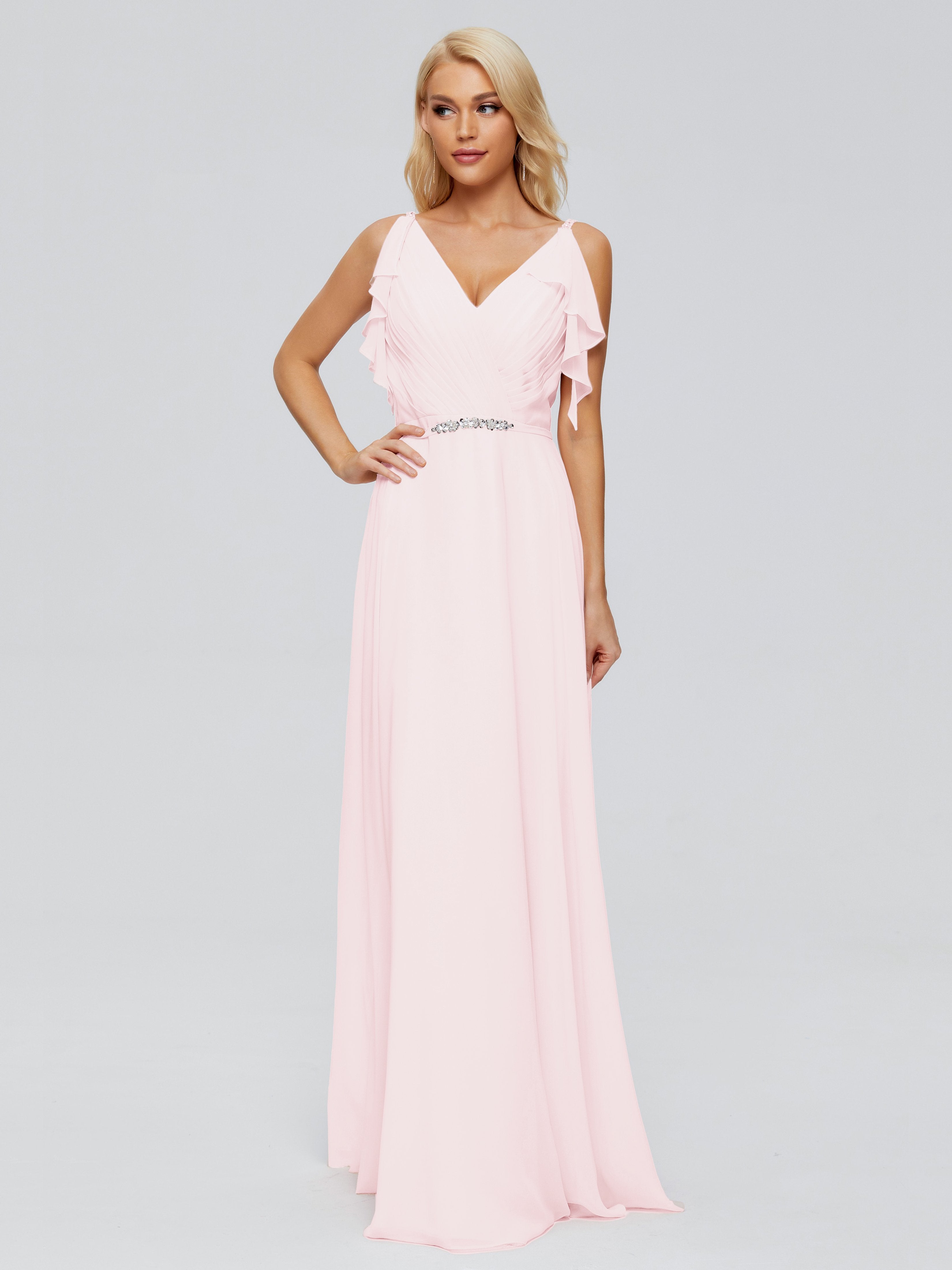 Brianna Straps V-back Chiffon Bridesmaid Dresses