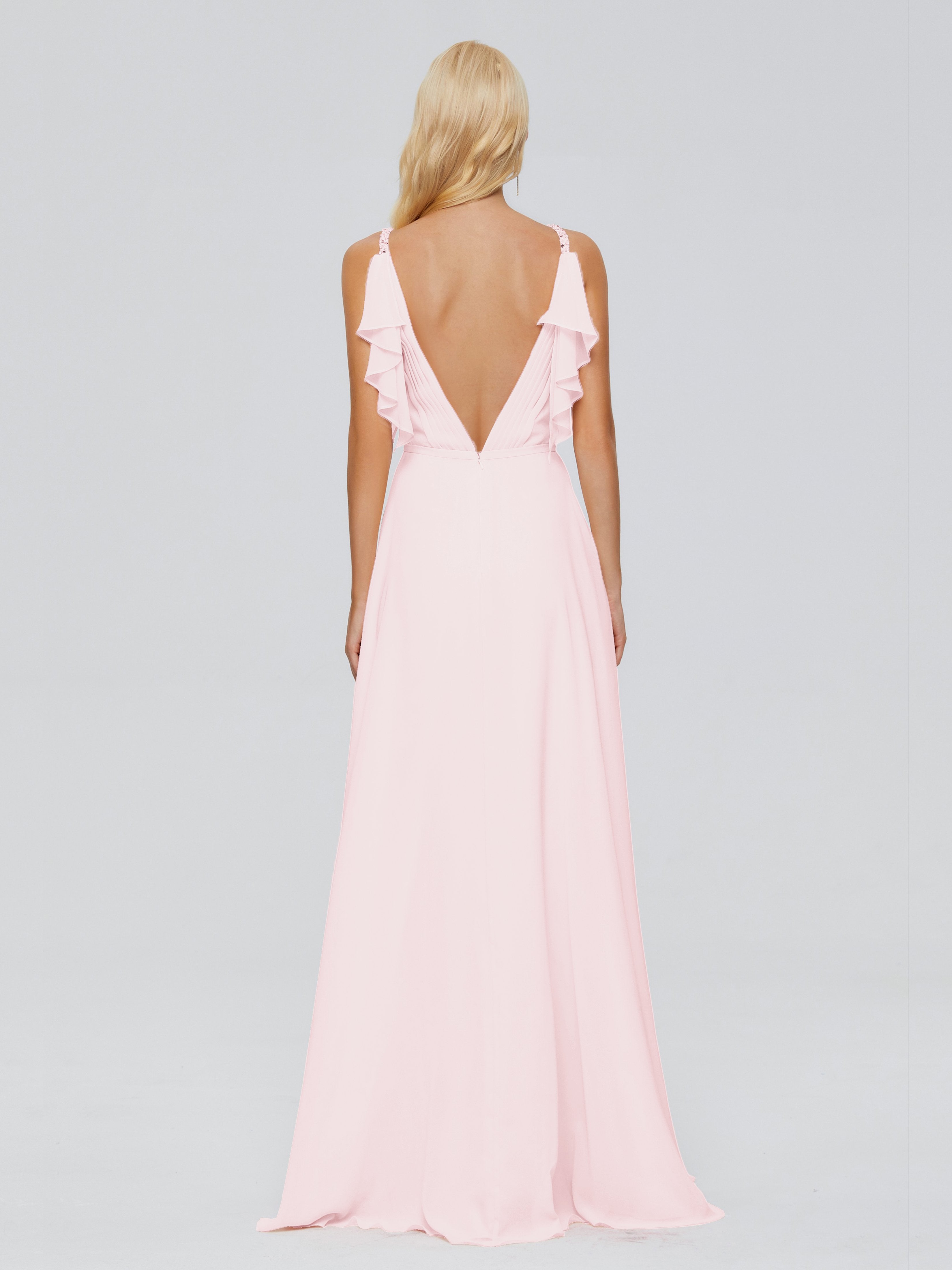 Brianna Straps V-back Chiffon Bridesmaid Dresses