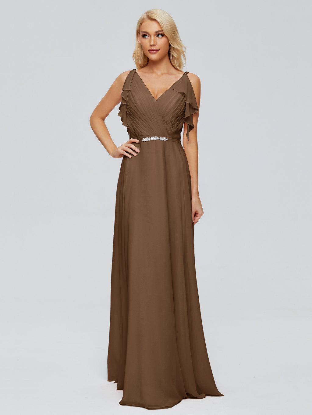 Brianna Straps V-back Chiffon Bridesmaid Dresses