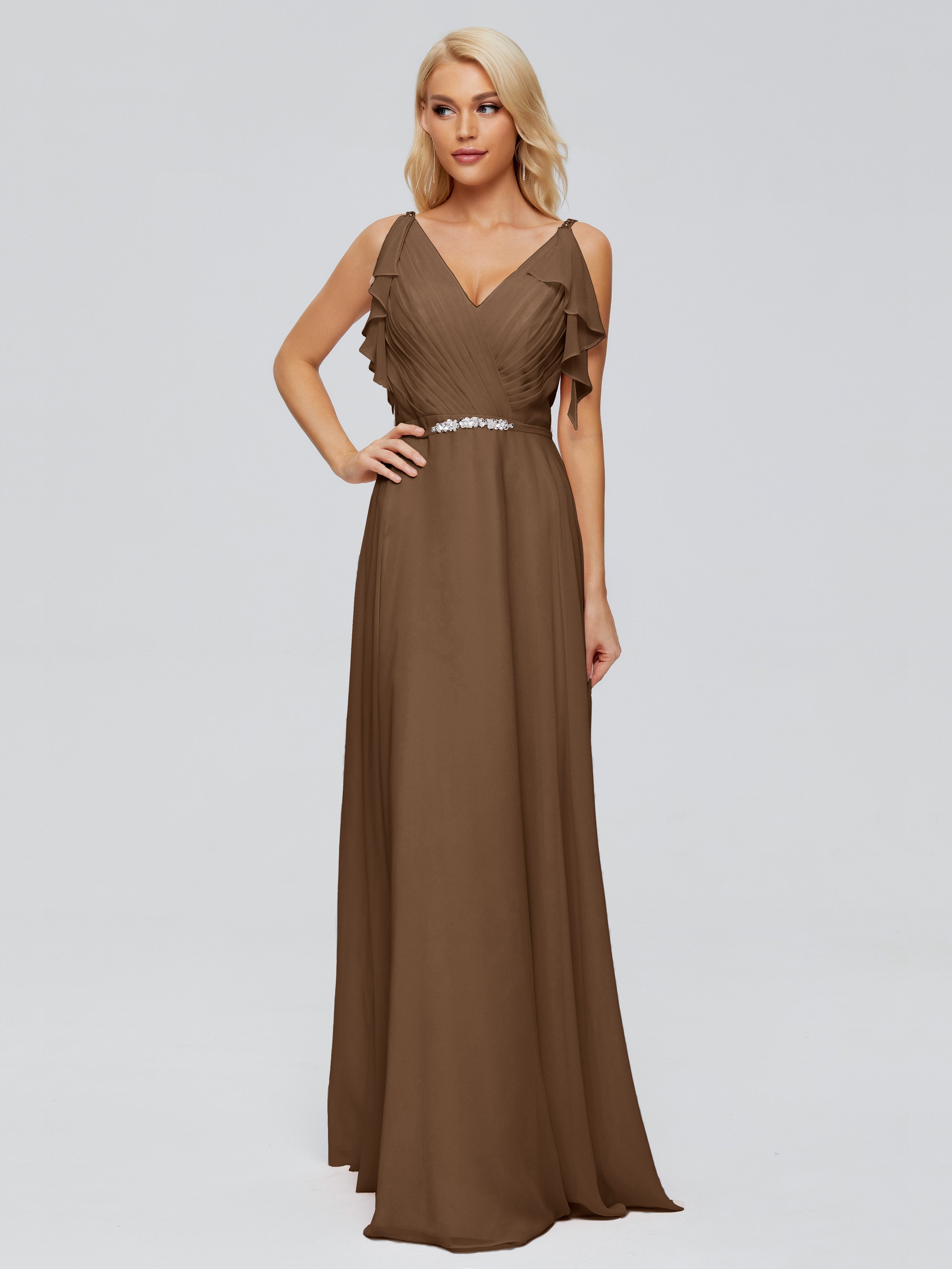 Brianna Straps V-back Chiffon Bridesmaid Dresses