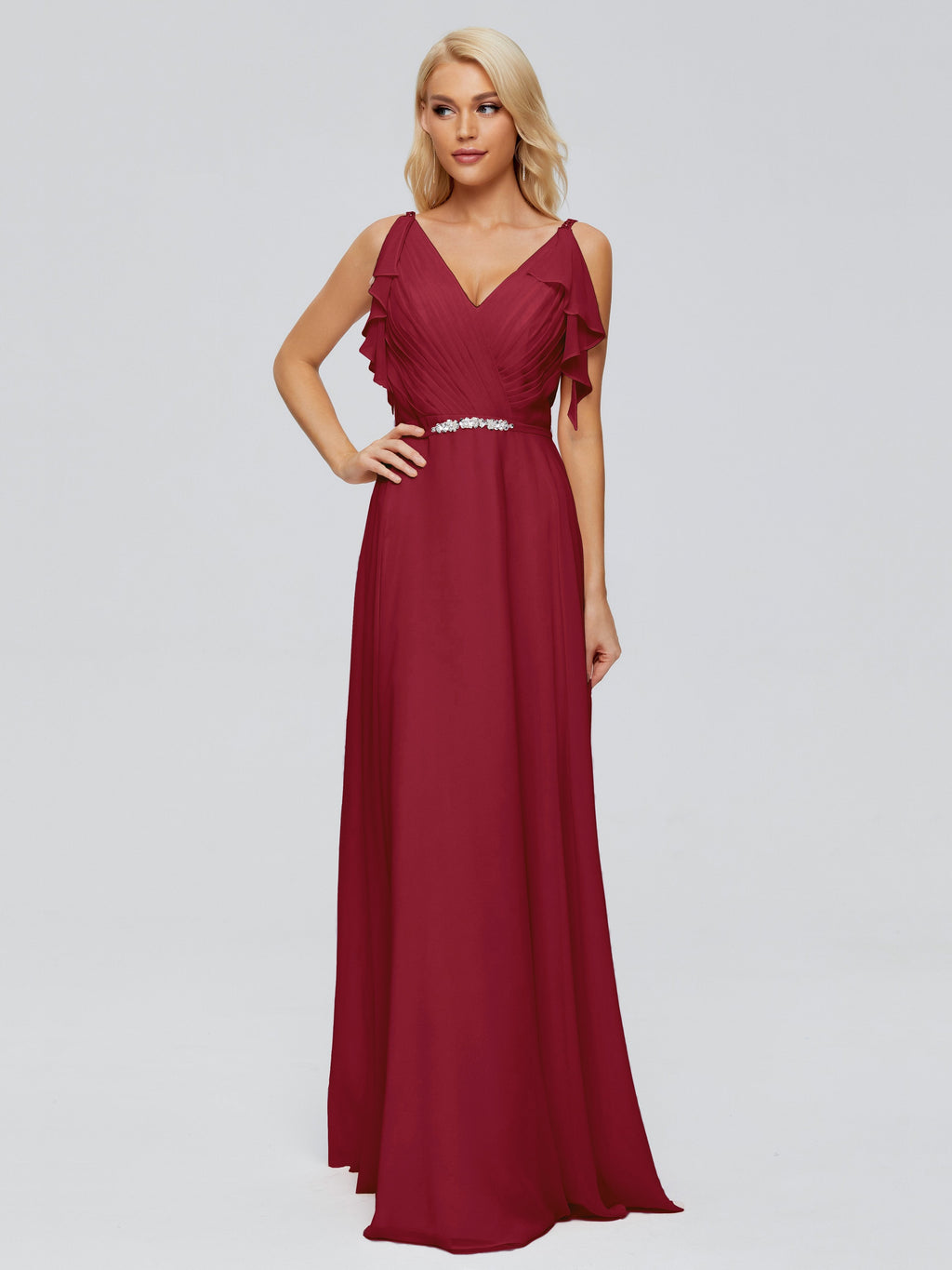 Brianna Straps V-back Chiffon Bridesmaid Dresses