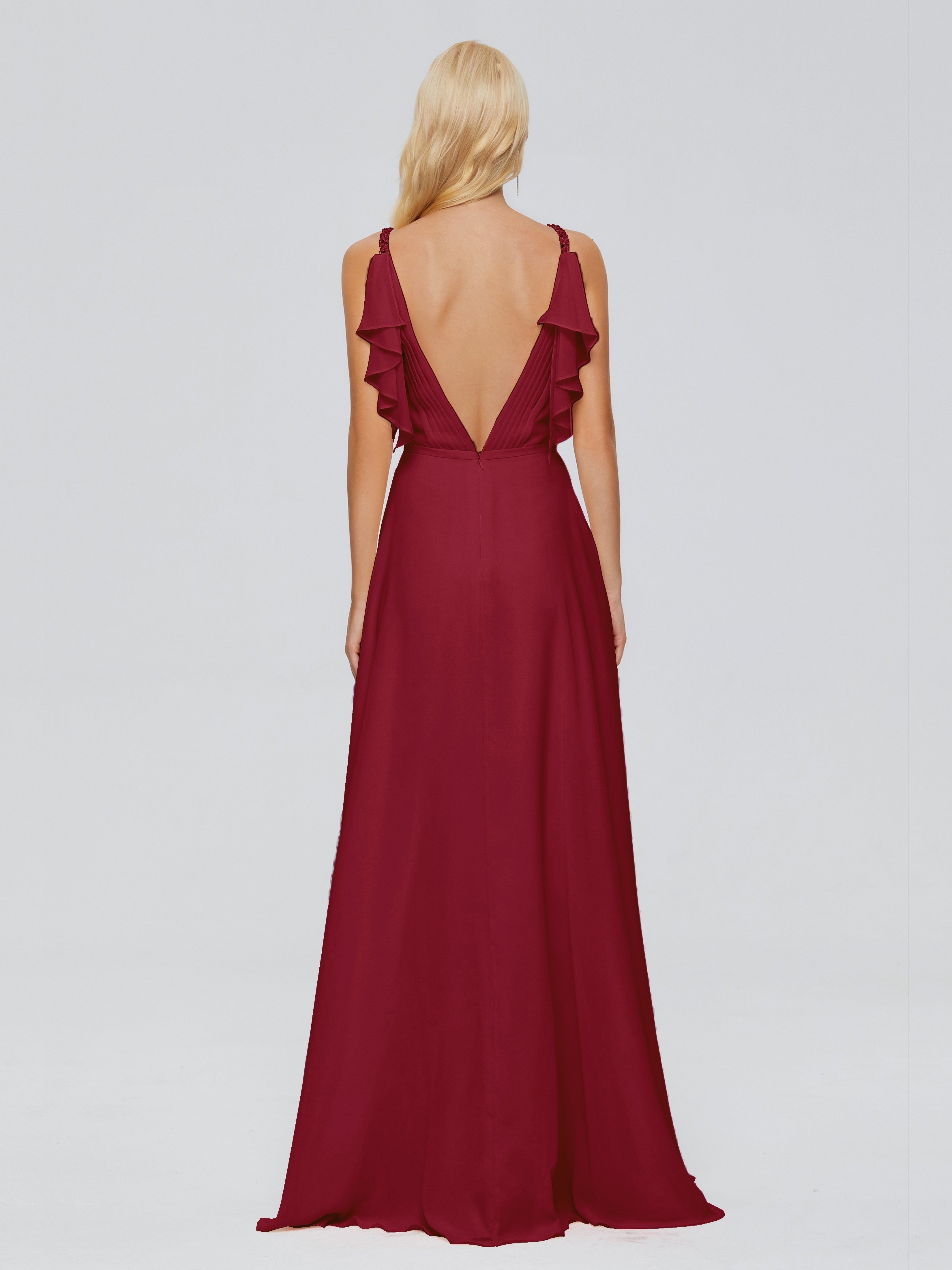 Brianna Straps V-back Chiffon Bridesmaid Dresses
