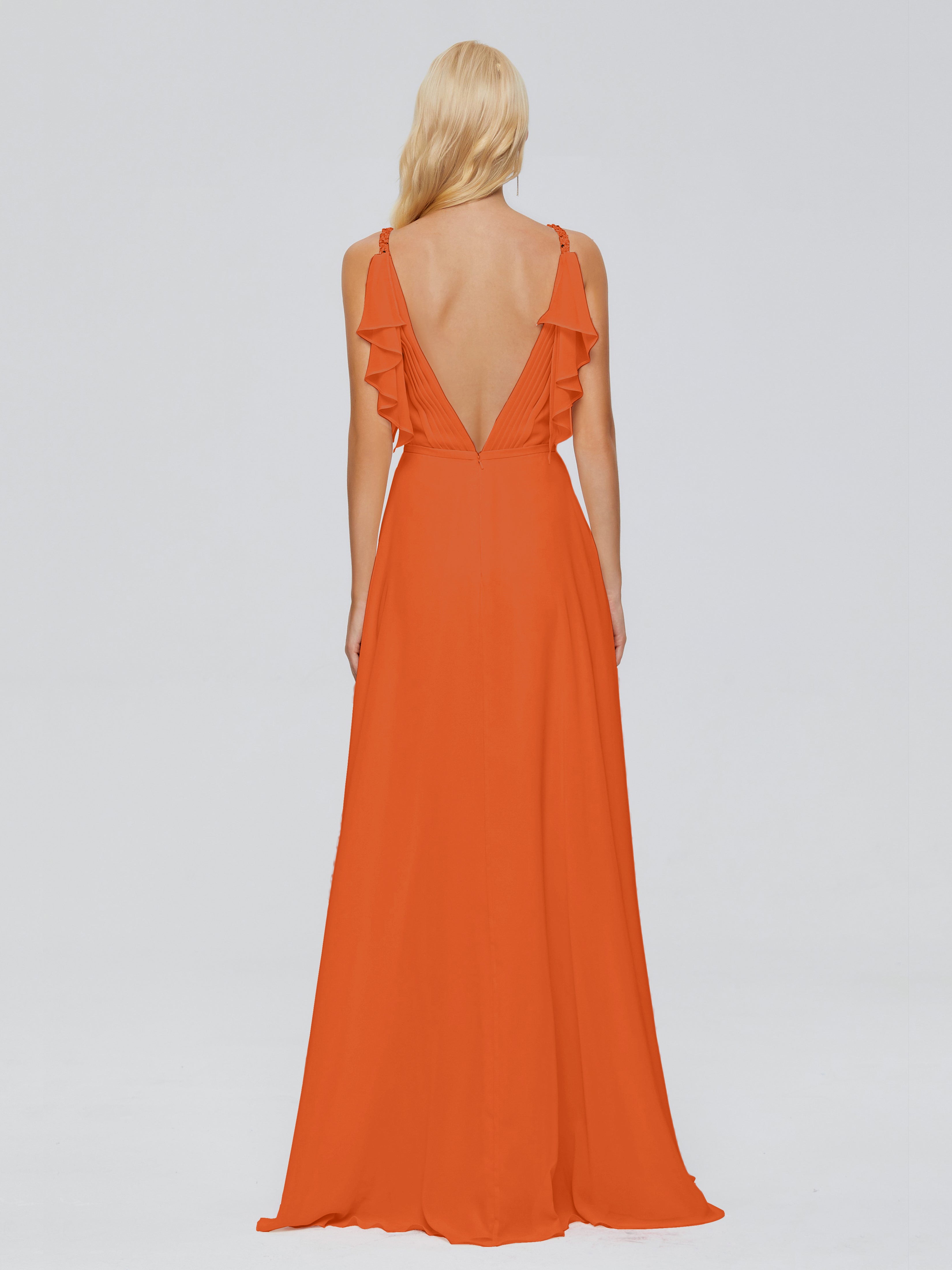 Brianna Straps V-back Chiffon Bridesmaid Dresses