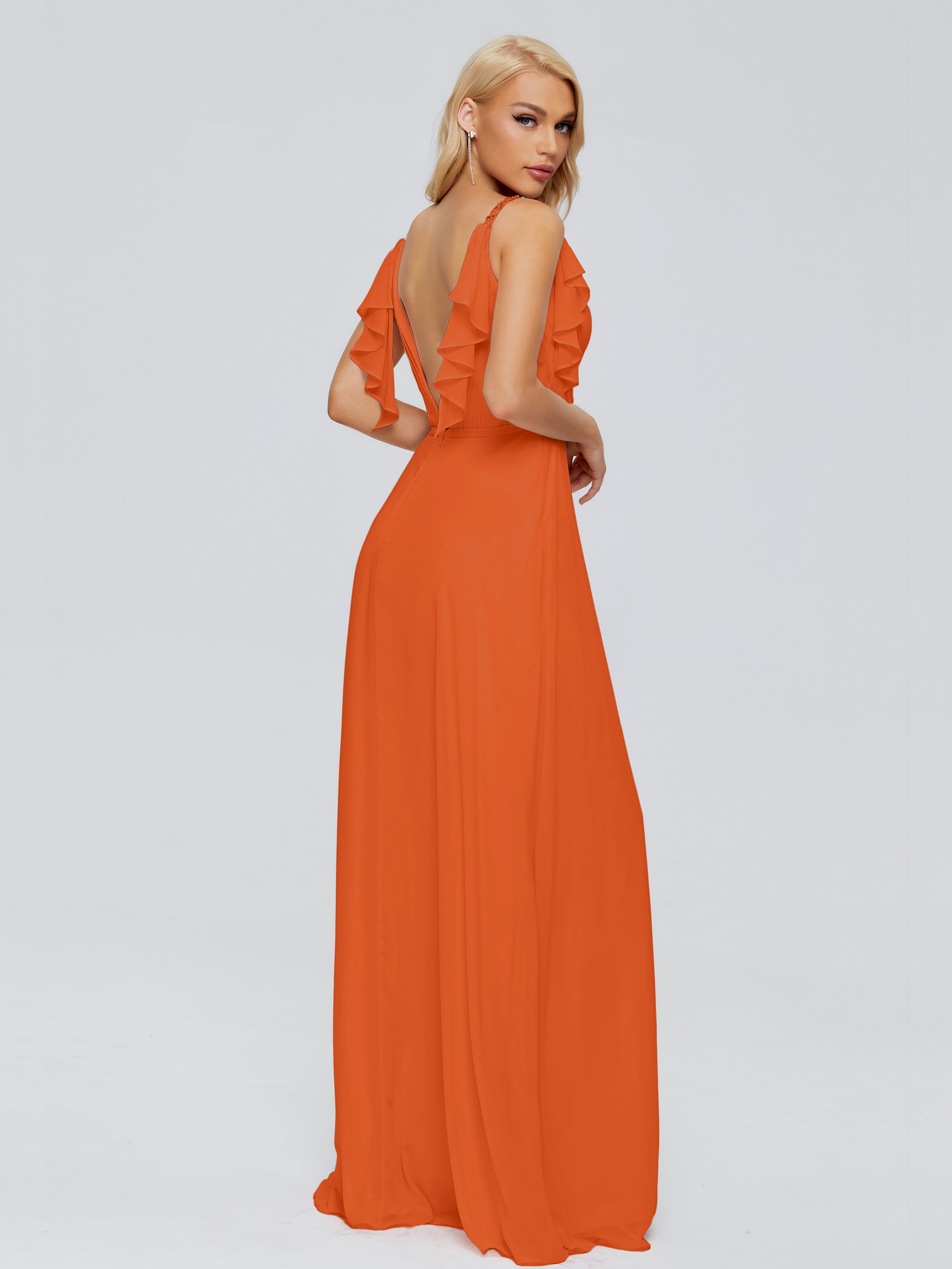 Brianna Straps V-back Chiffon Bridesmaid Dresses