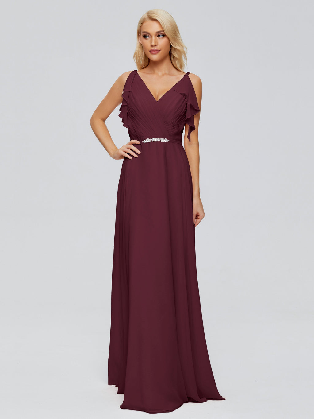 Brianna Straps V-back Chiffon Bridesmaid Dresses
