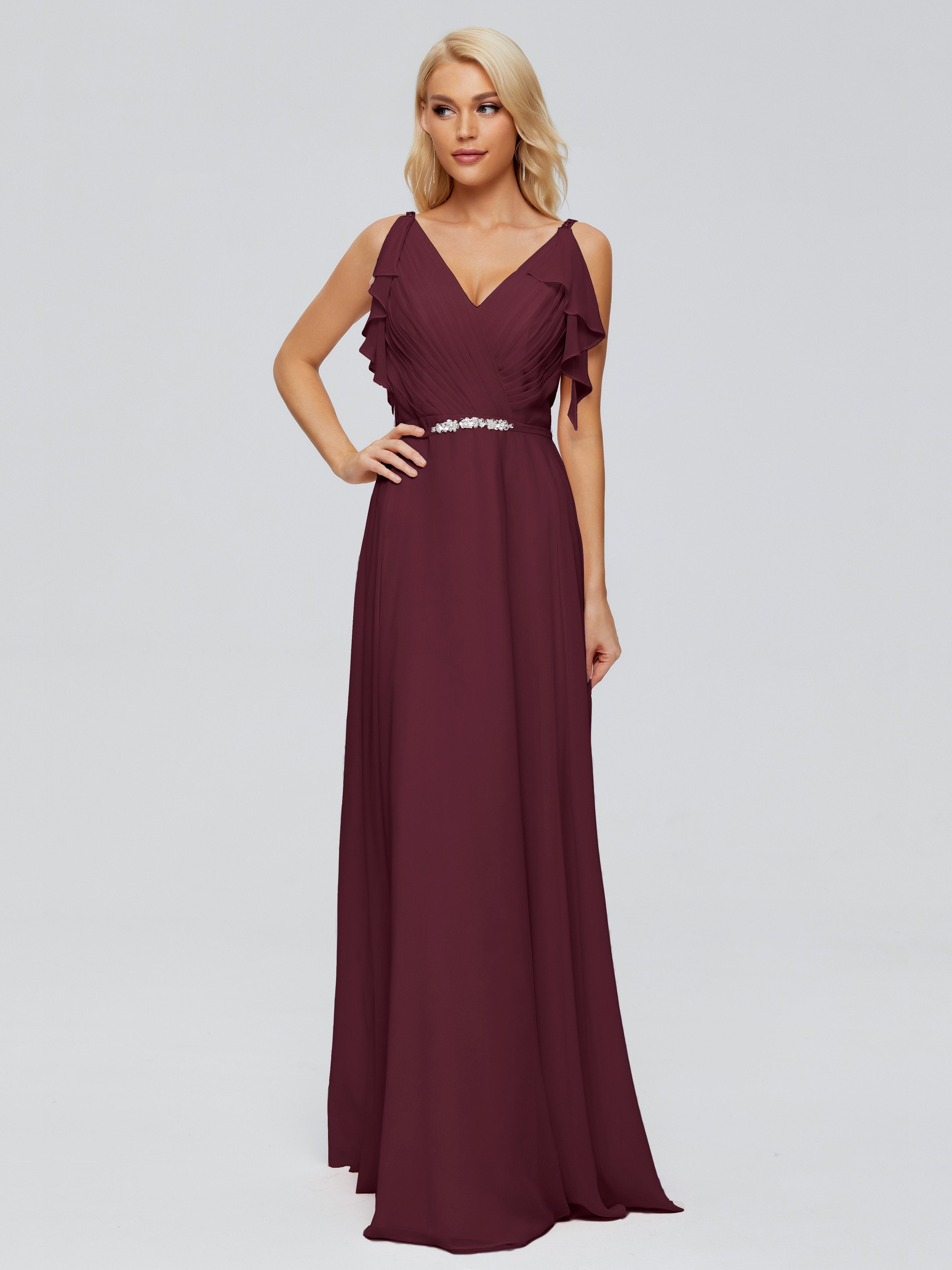 Brianna Straps V-back Chiffon Bridesmaid Dresses