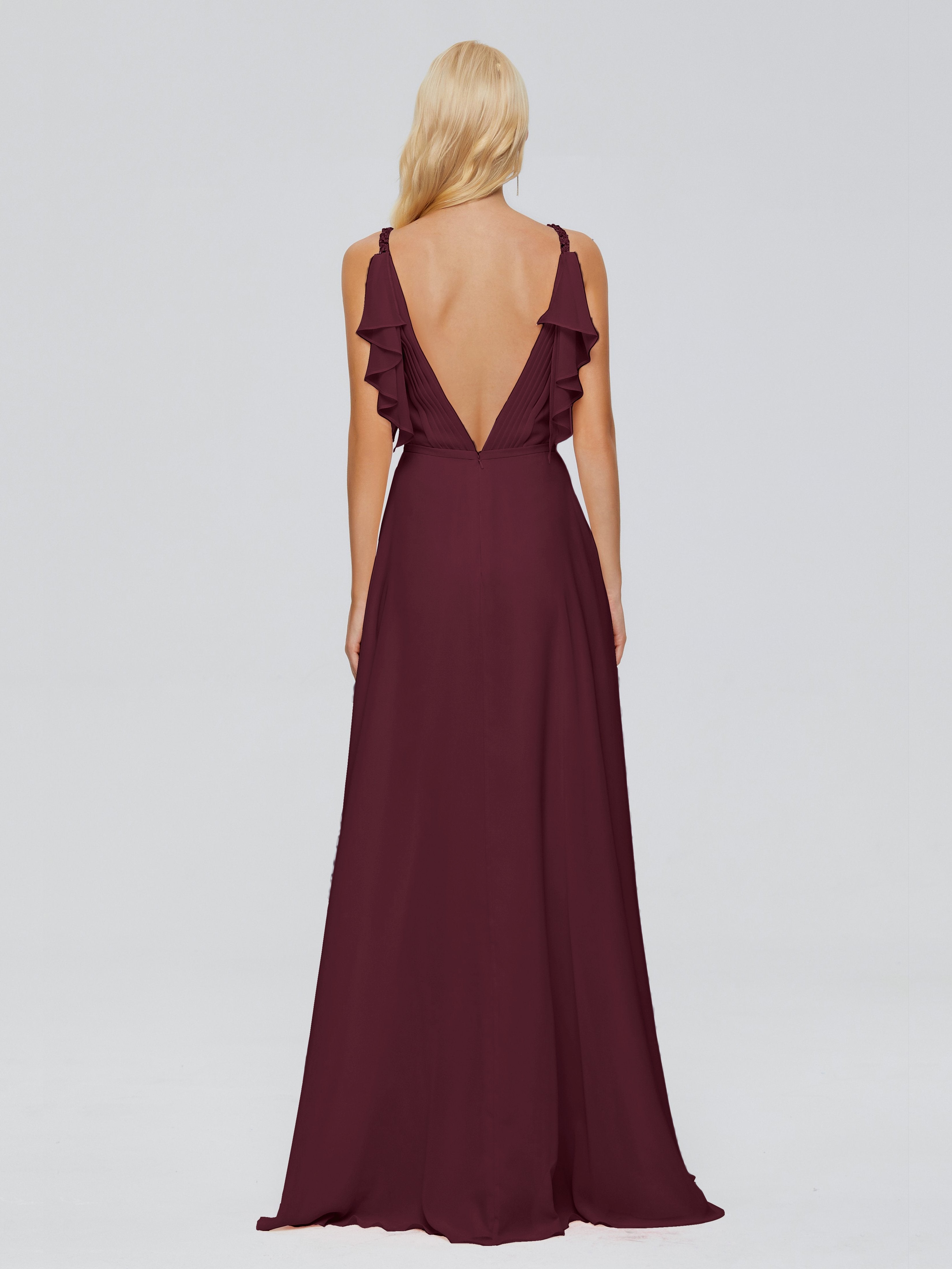 Brianna Straps V-back Chiffon Bridesmaid Dresses