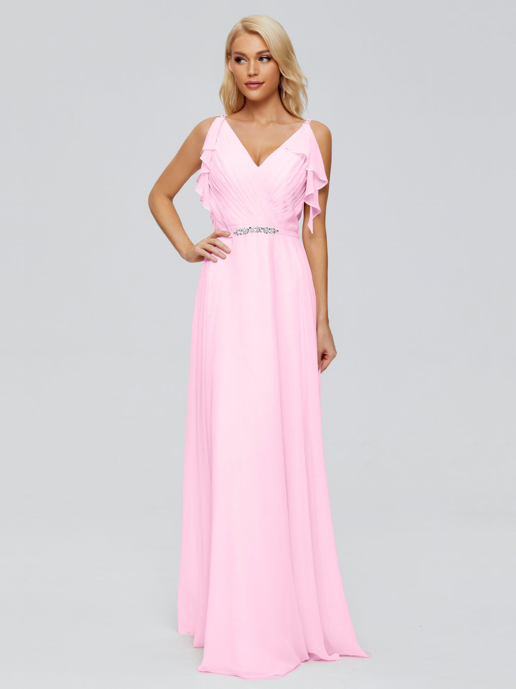 Brianna Straps V-back Chiffon Bridesmaid Dresses