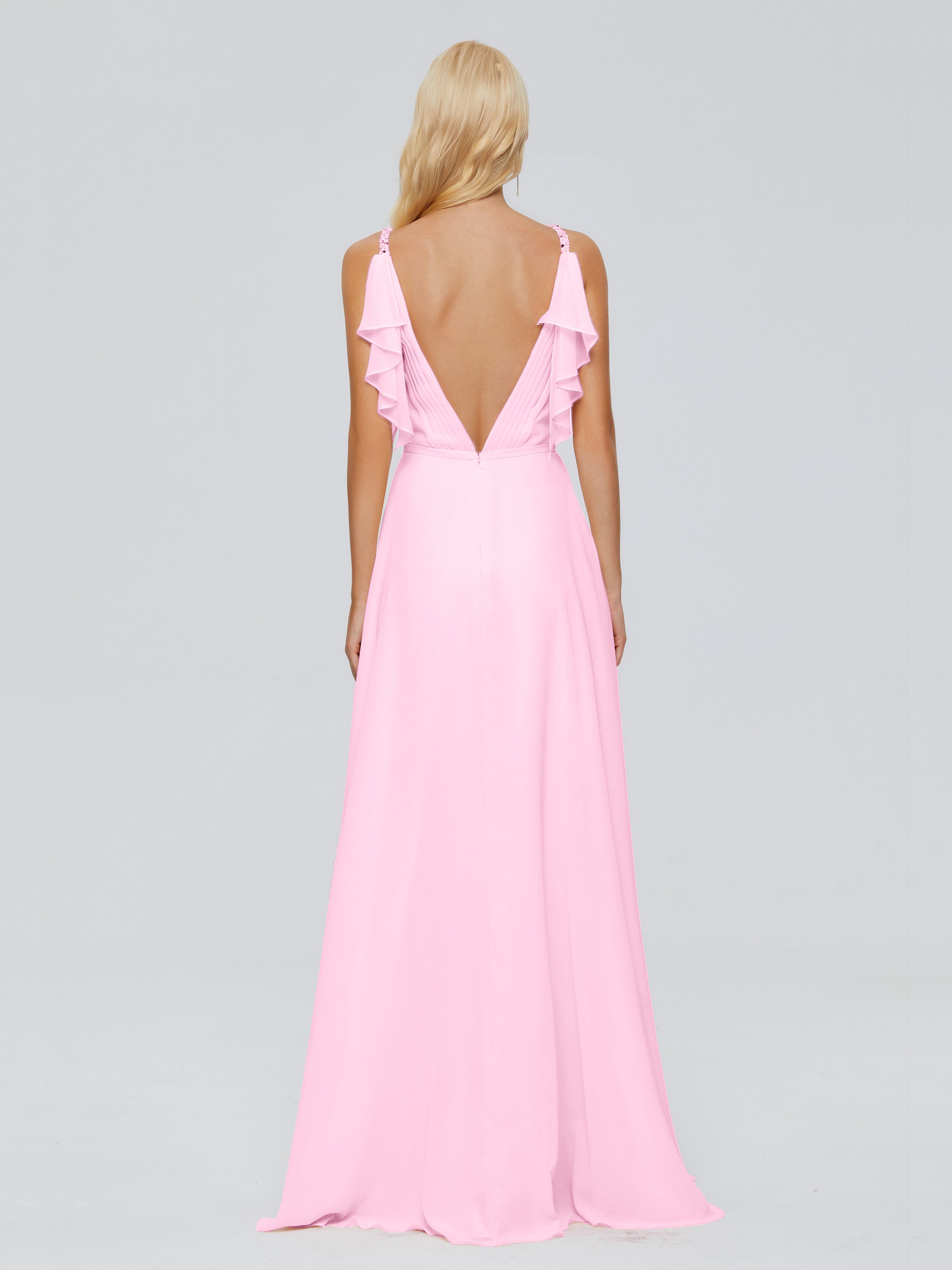 Brianna Straps V-back Chiffon Bridesmaid Dresses