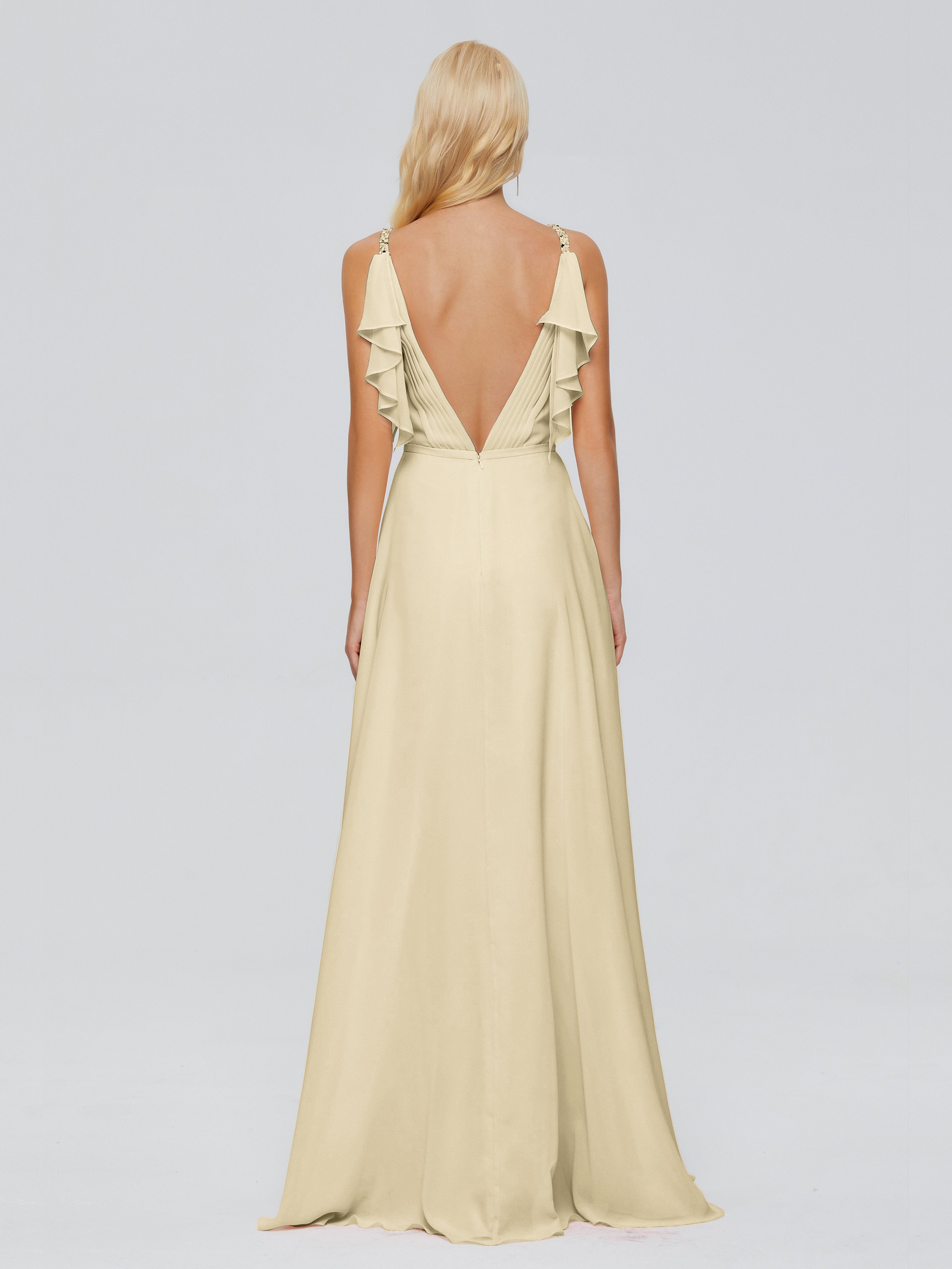 Brianna Straps V-back Chiffon Bridesmaid Dresses