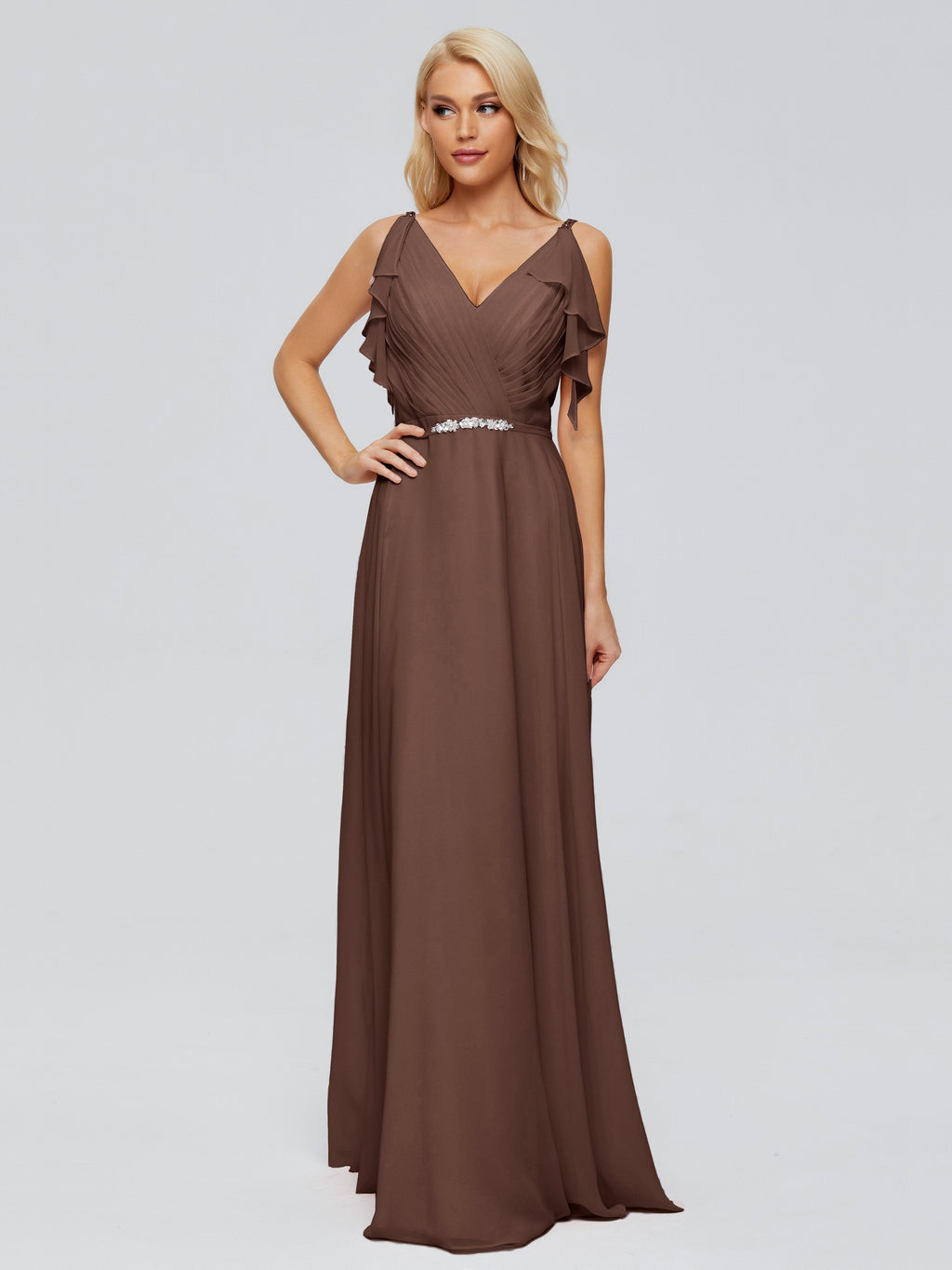 Brianna Straps V-back Chiffon Bridesmaid Dresses