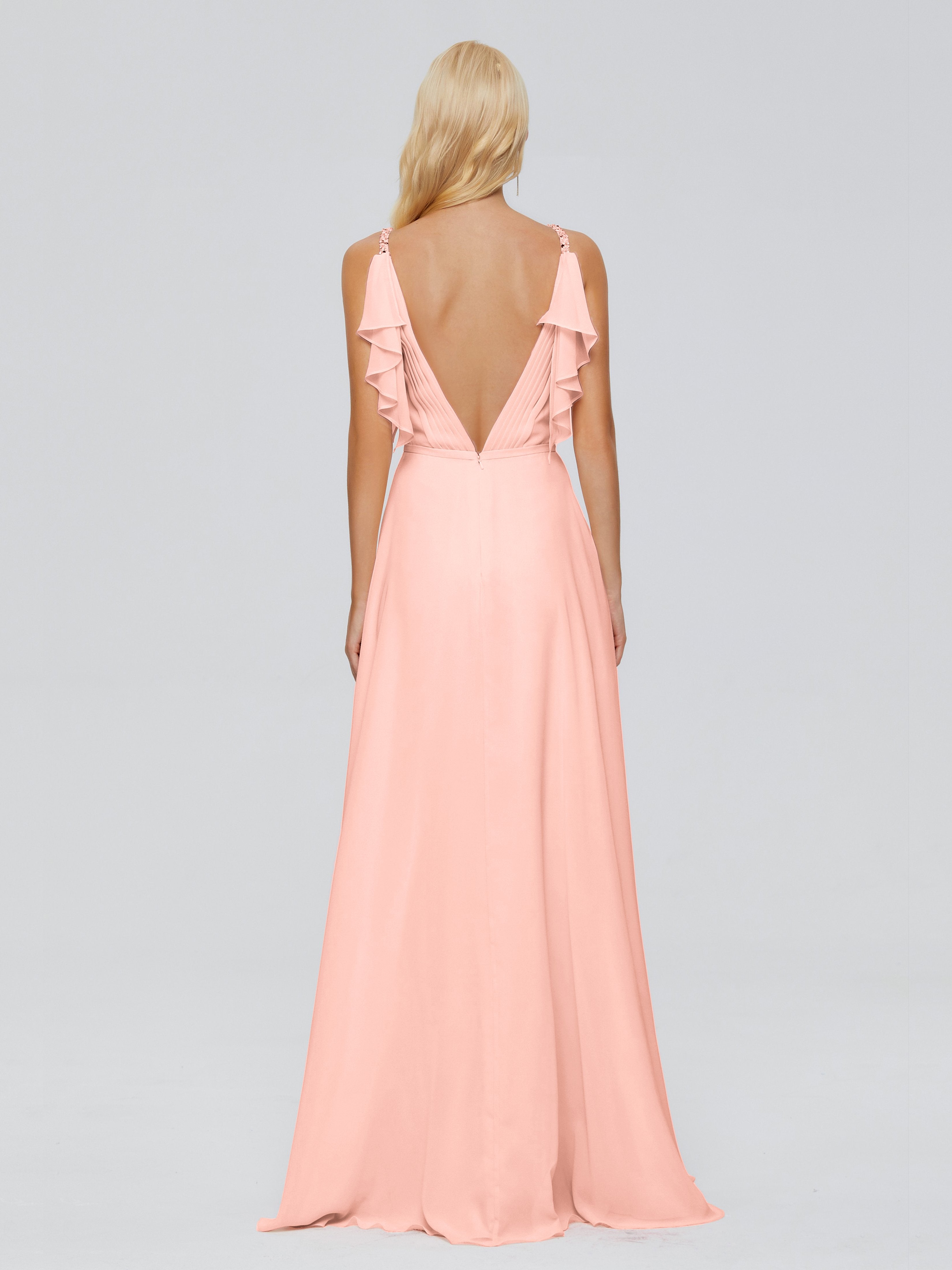 Brianna Straps V-back Chiffon Bridesmaid Dresses