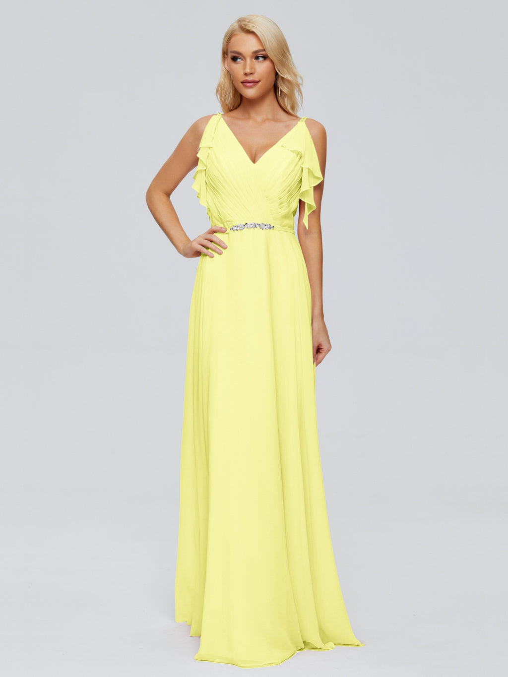 Brianna Straps V-back Chiffon Bridesmaid Dresses