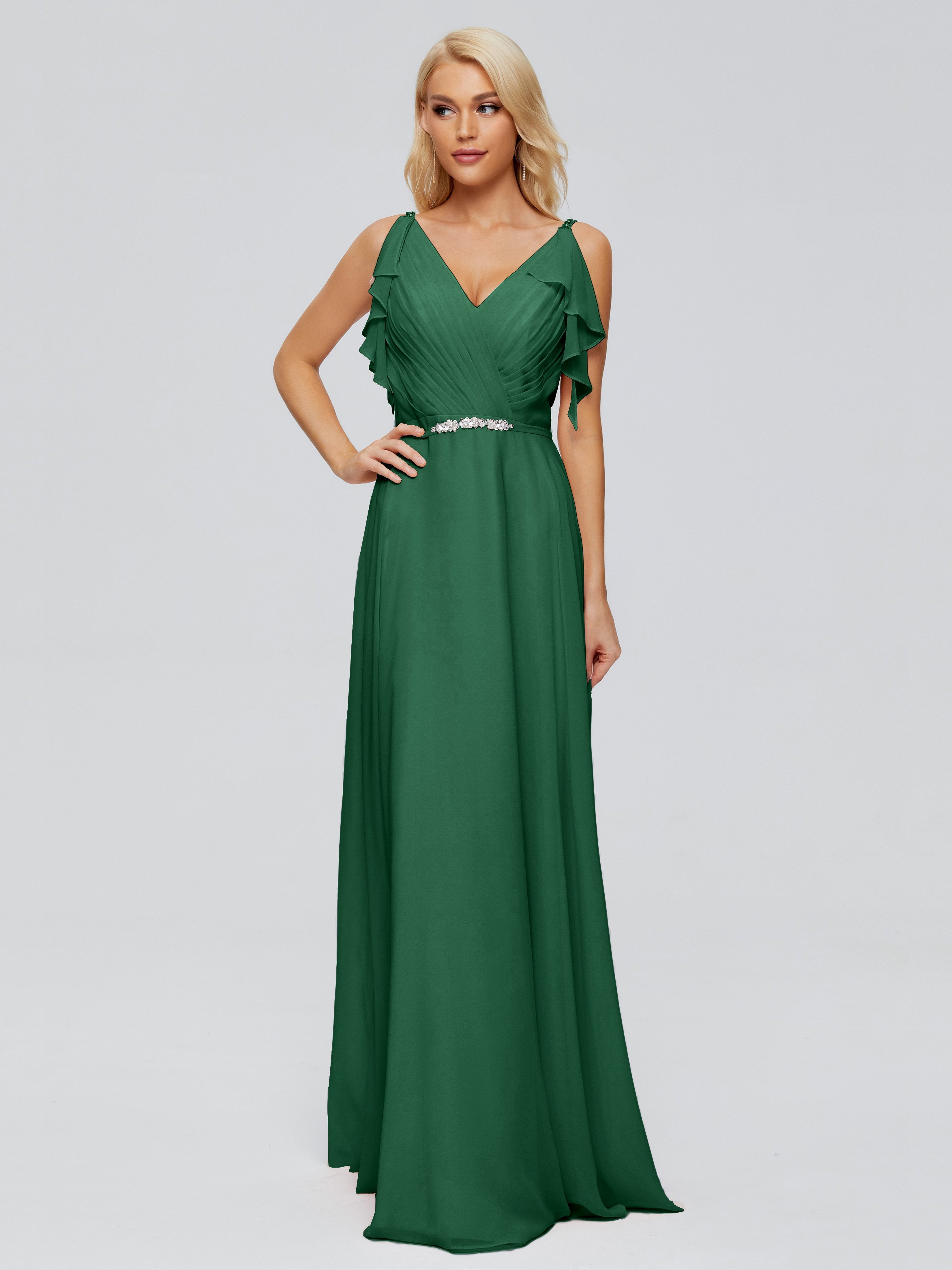 Brianna Straps V-back Chiffon Bridesmaid Dresses