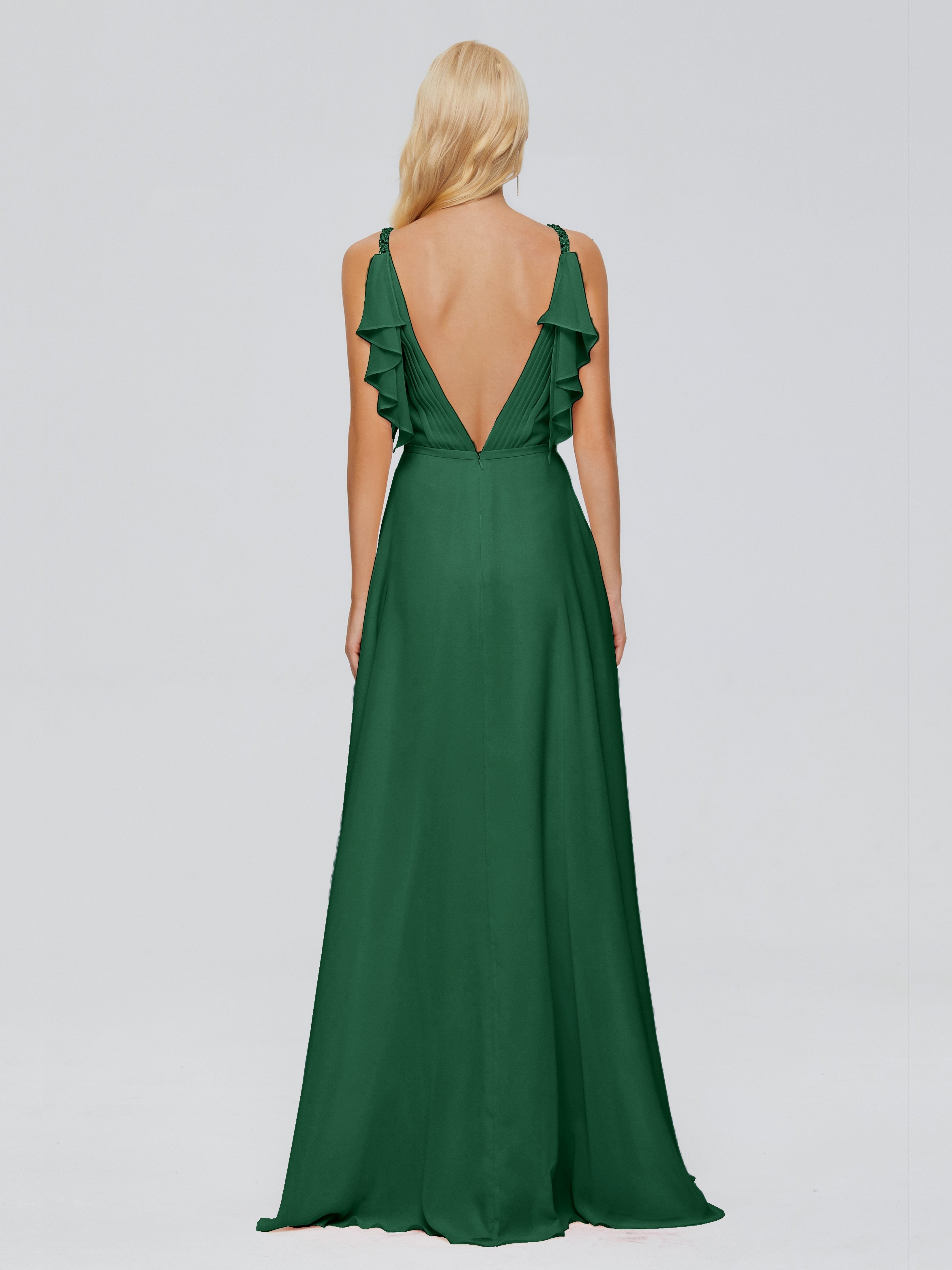 Brianna Straps V-back Chiffon Bridesmaid Dresses