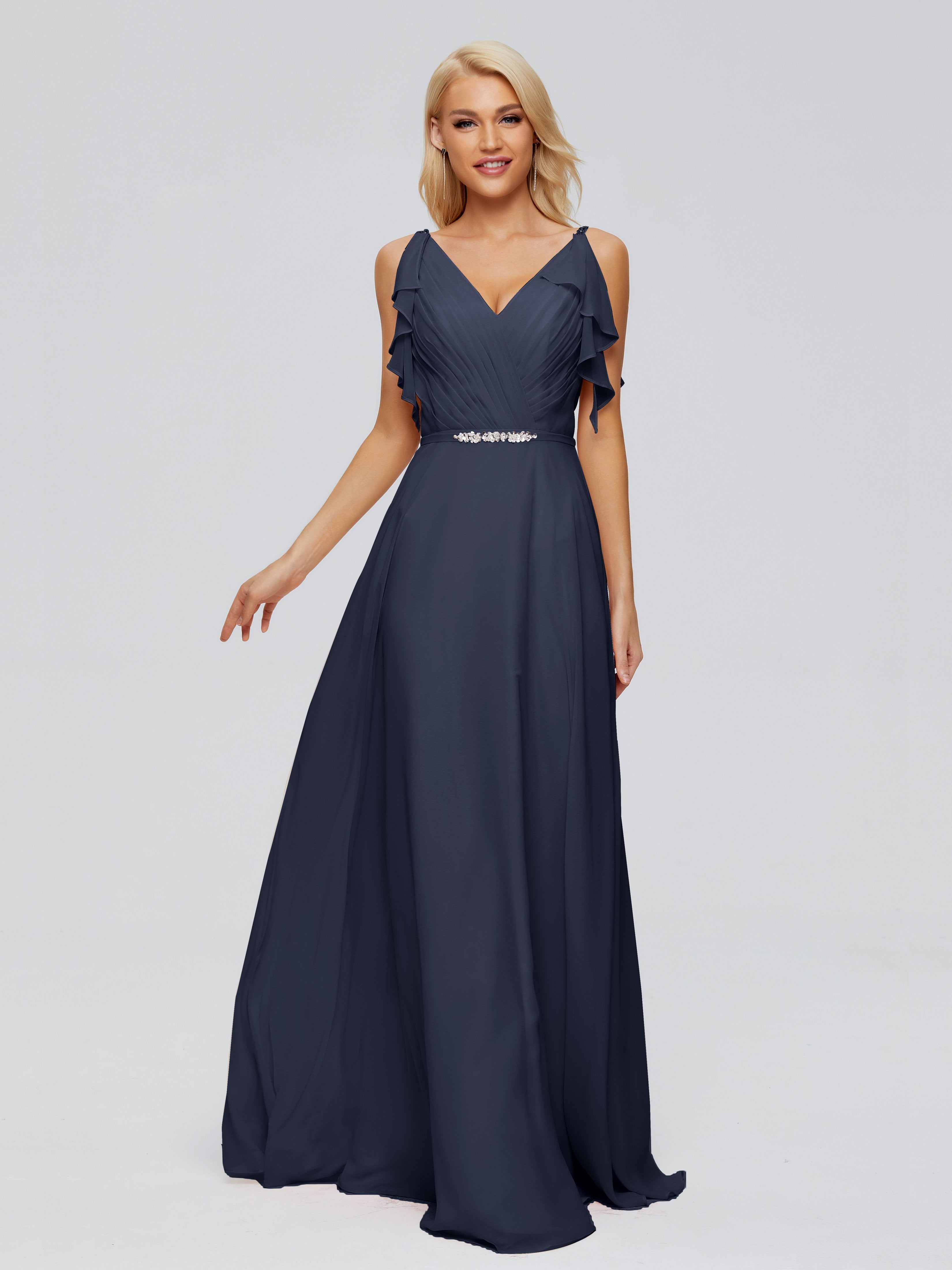 Brianna Straps V-back Chiffon Bridesmaid Dresses