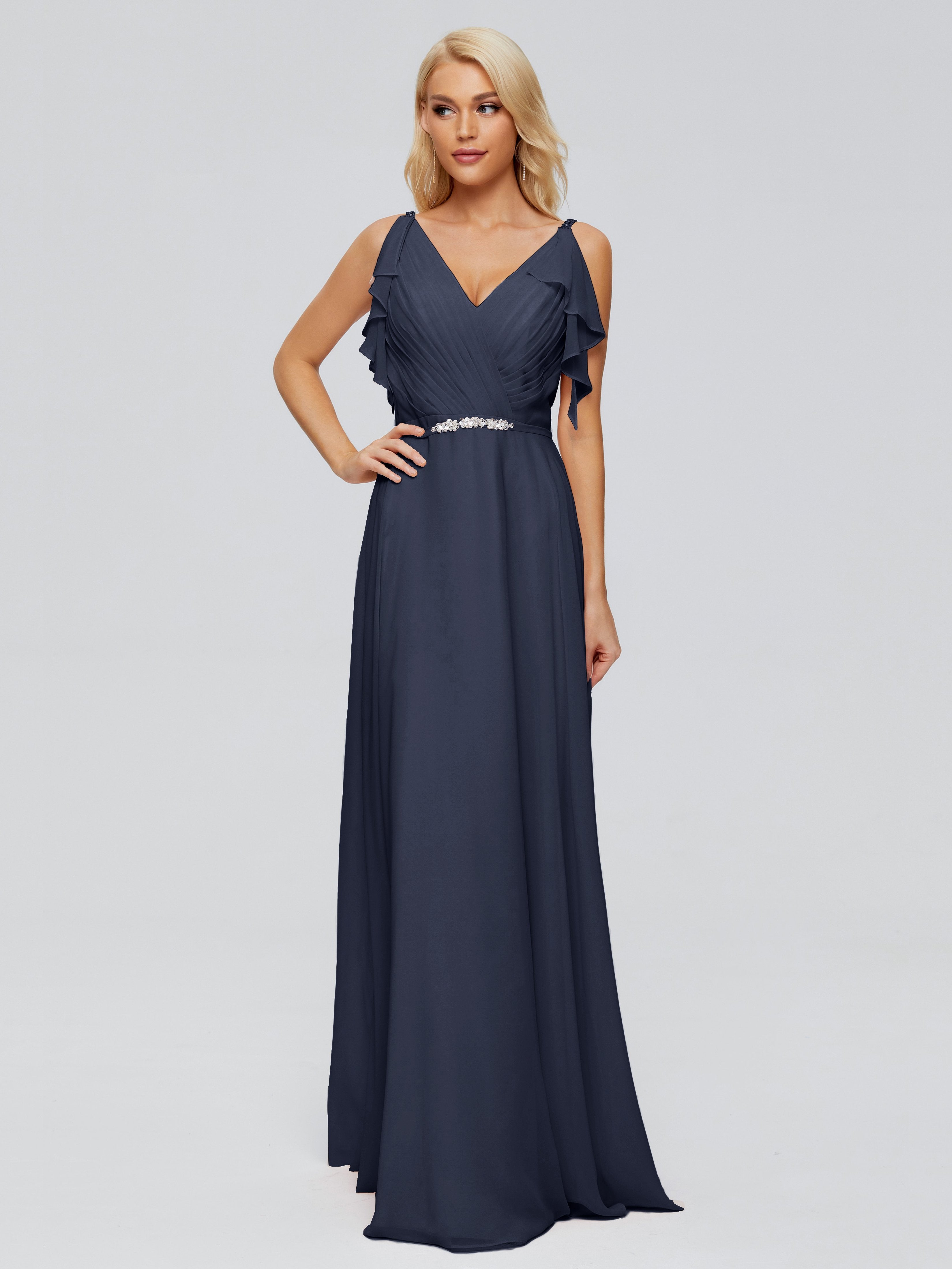 Brianna Straps V-back Chiffon Bridesmaid Dresses