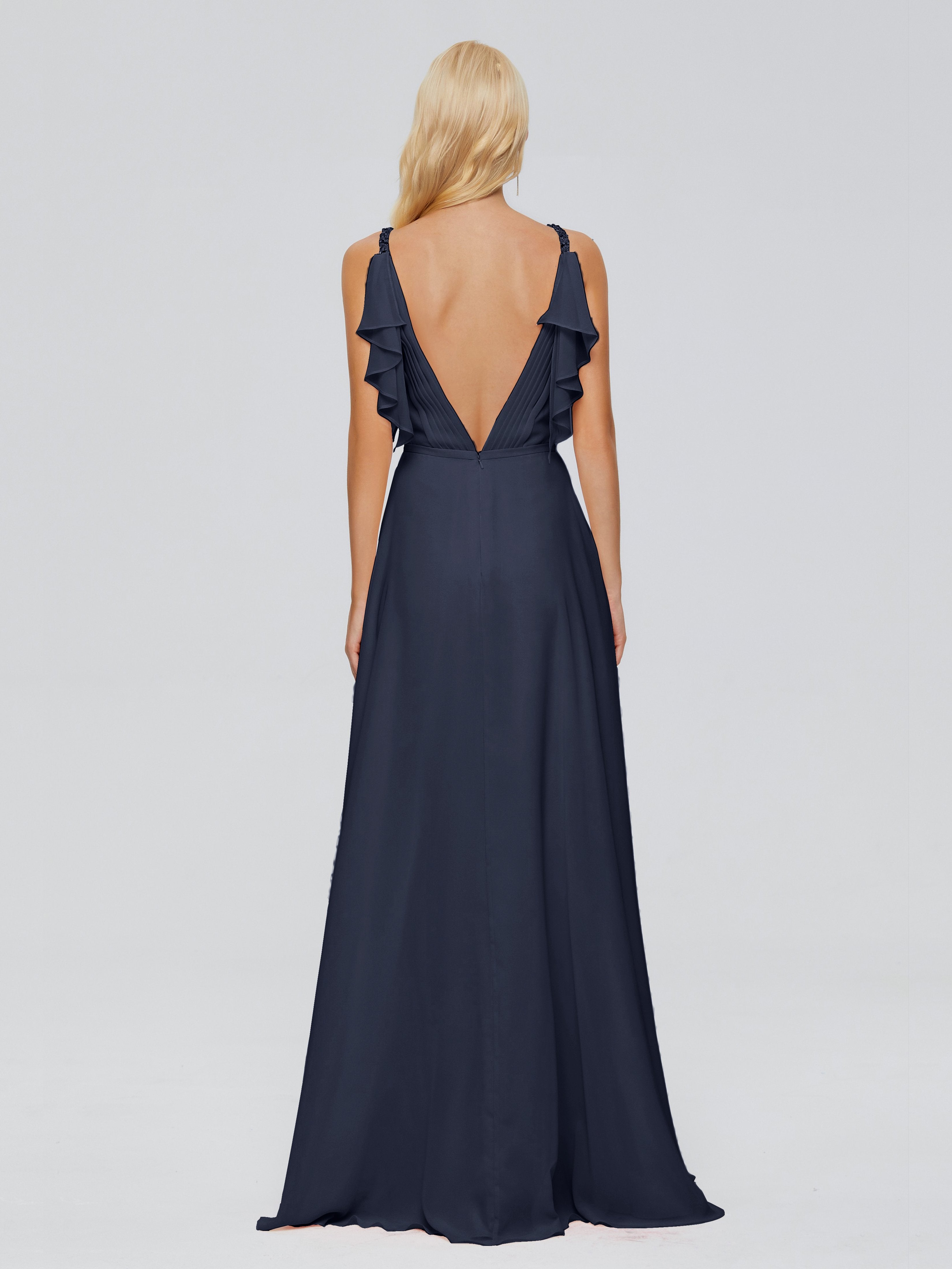 Brianna Straps V-back Chiffon Bridesmaid Dresses