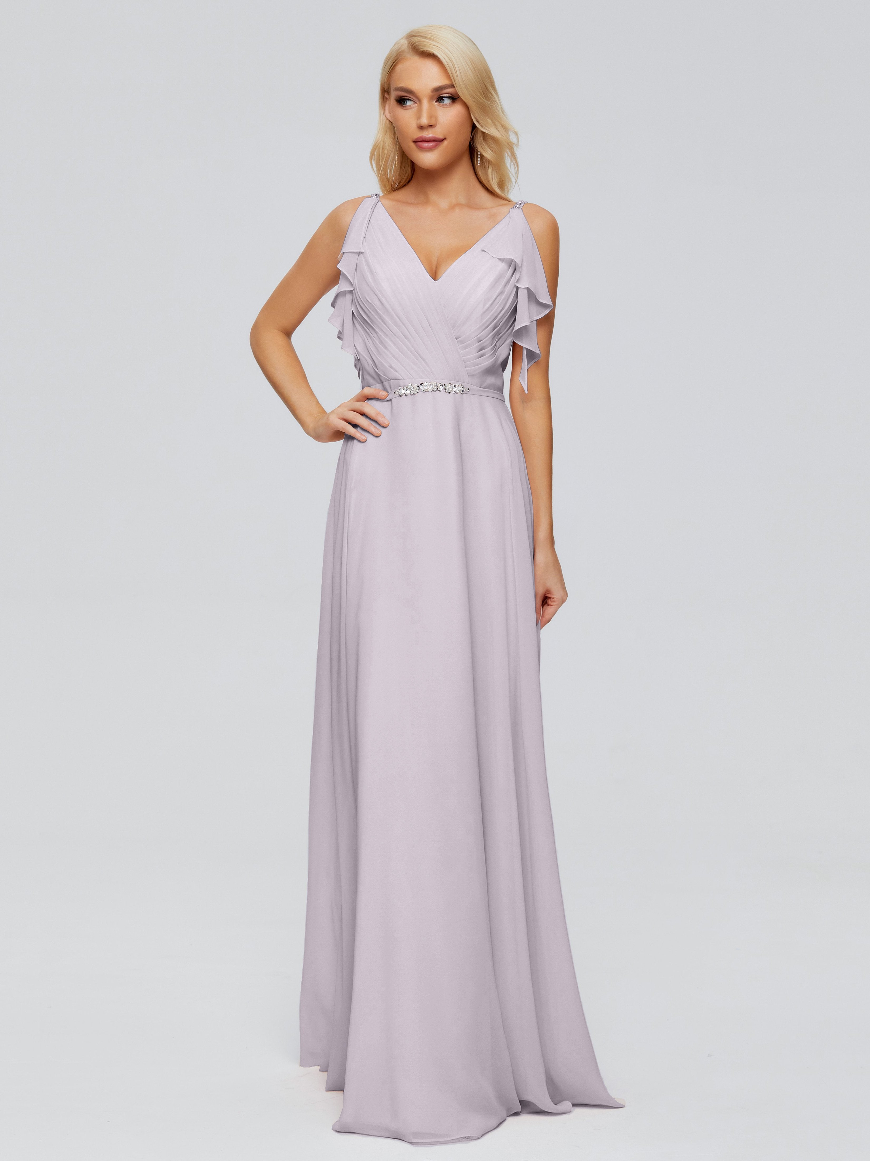Brianna Straps V-back Chiffon Bridesmaid Dresses