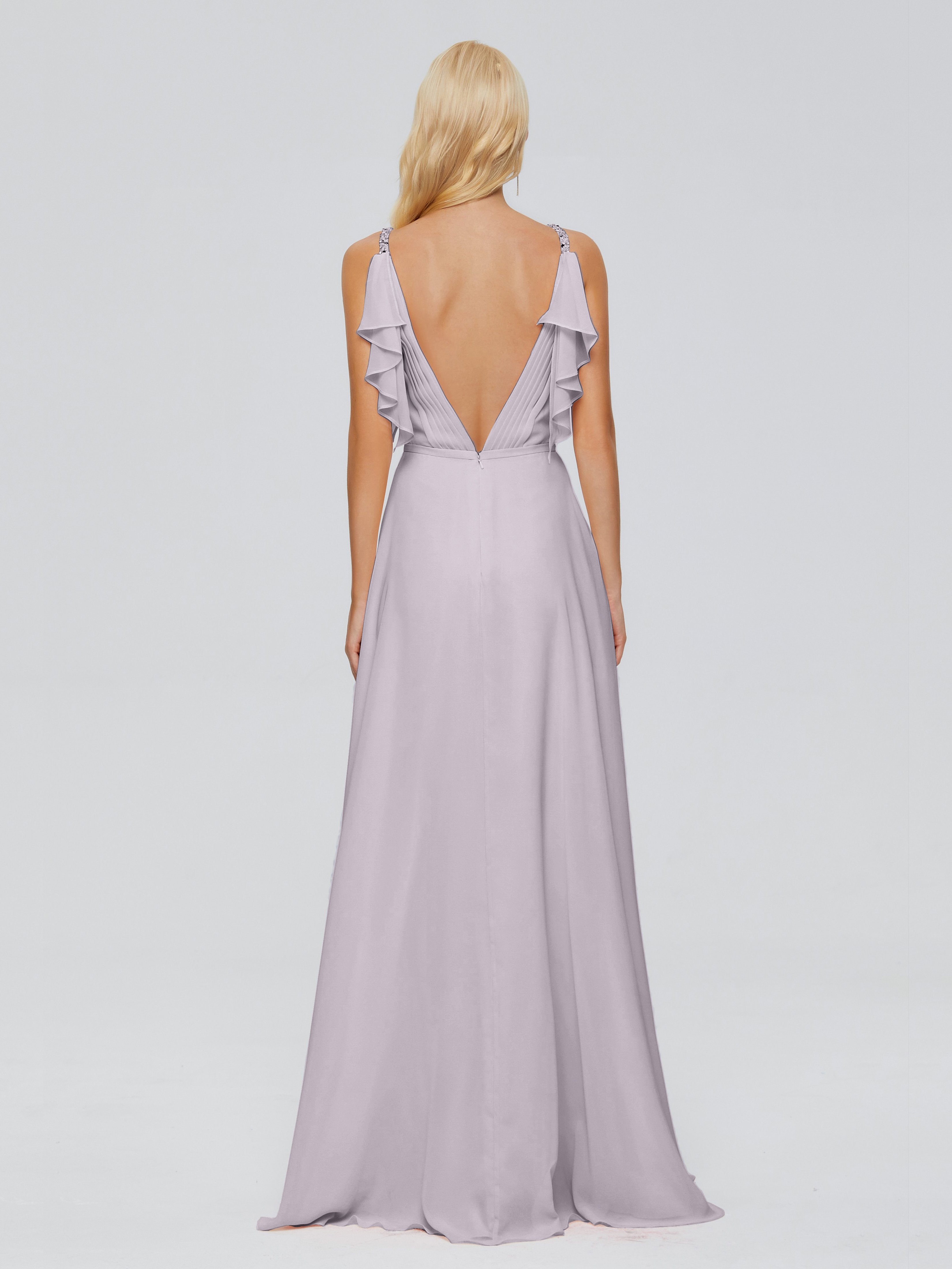 Brianna Straps V-back Chiffon Bridesmaid Dresses