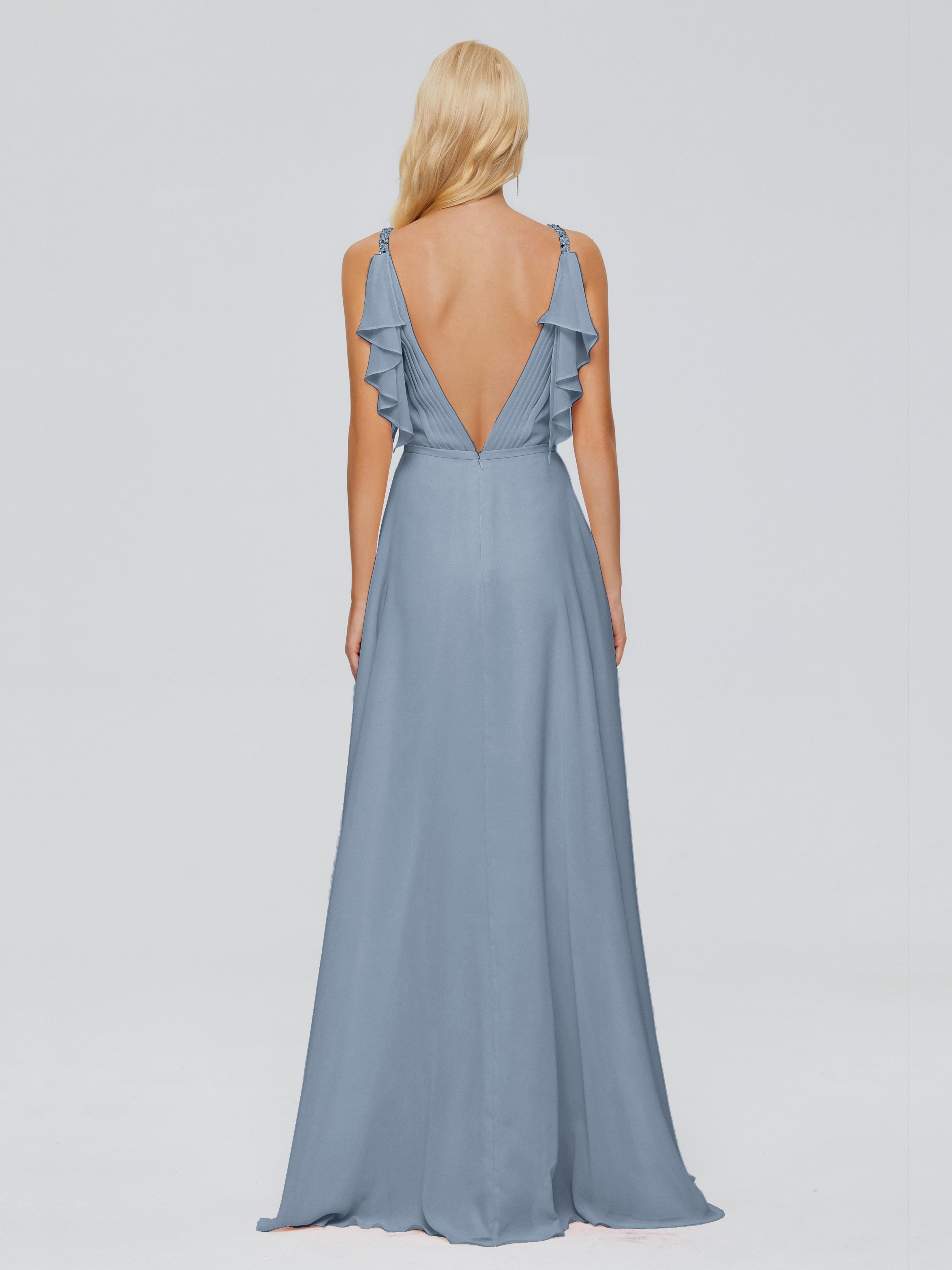 Brianna Straps V-back Chiffon Bridesmaid Dresses