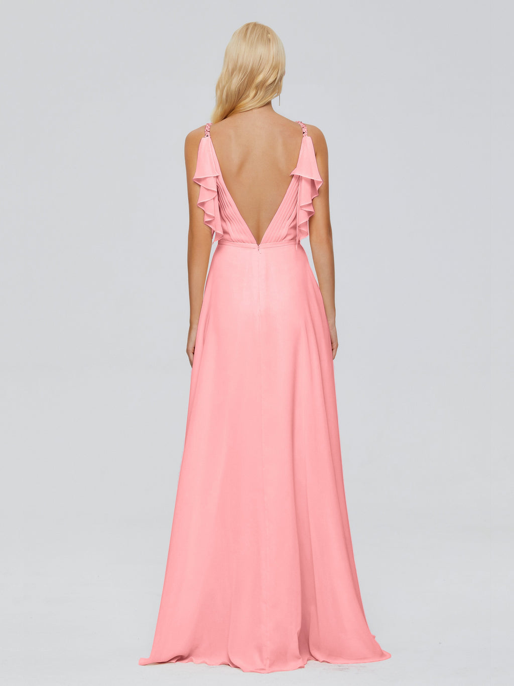 Brianna Straps V-back Chiffon Bridesmaid Dresses