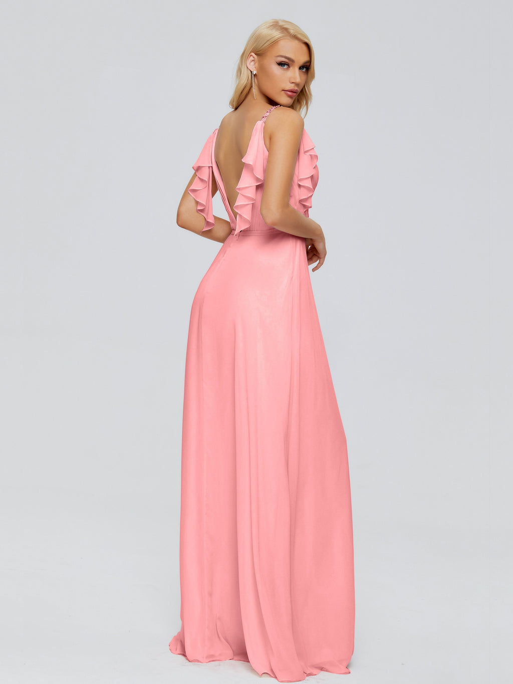 Brianna Straps V-back Chiffon Bridesmaid Dresses
