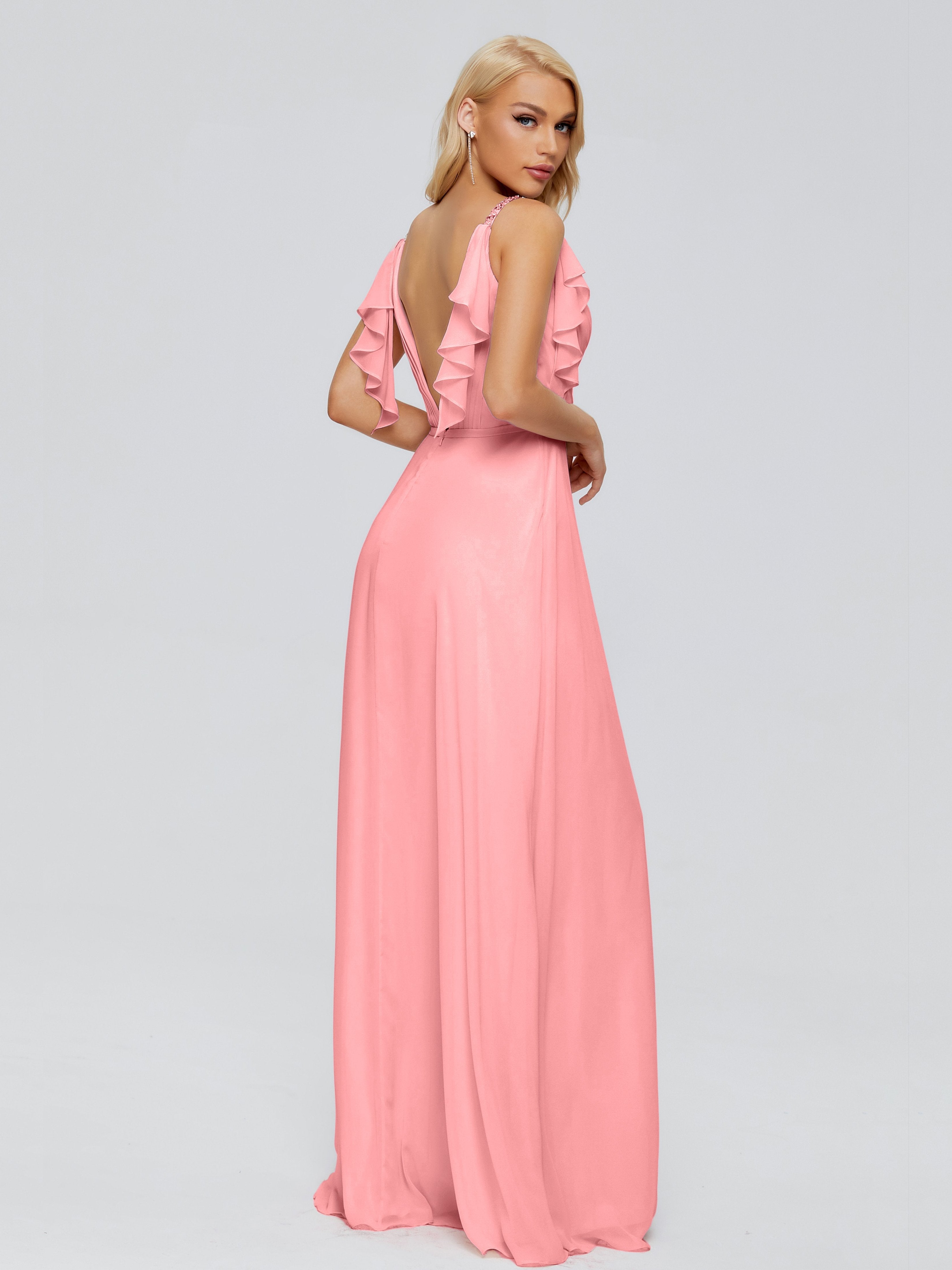 Brianna Straps V-back Chiffon Bridesmaid Dresses