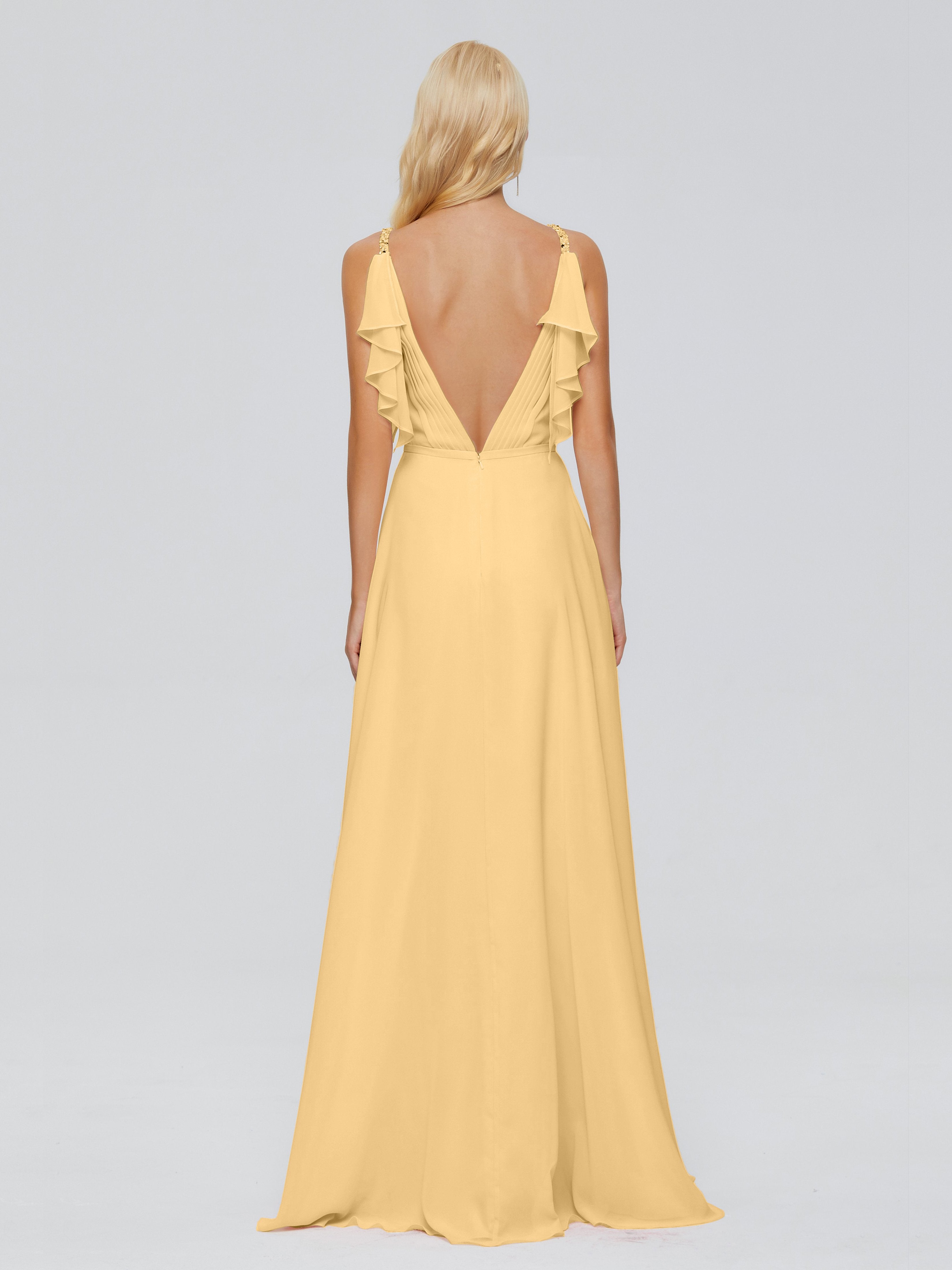 Brianna Straps V-back Chiffon Bridesmaid Dresses