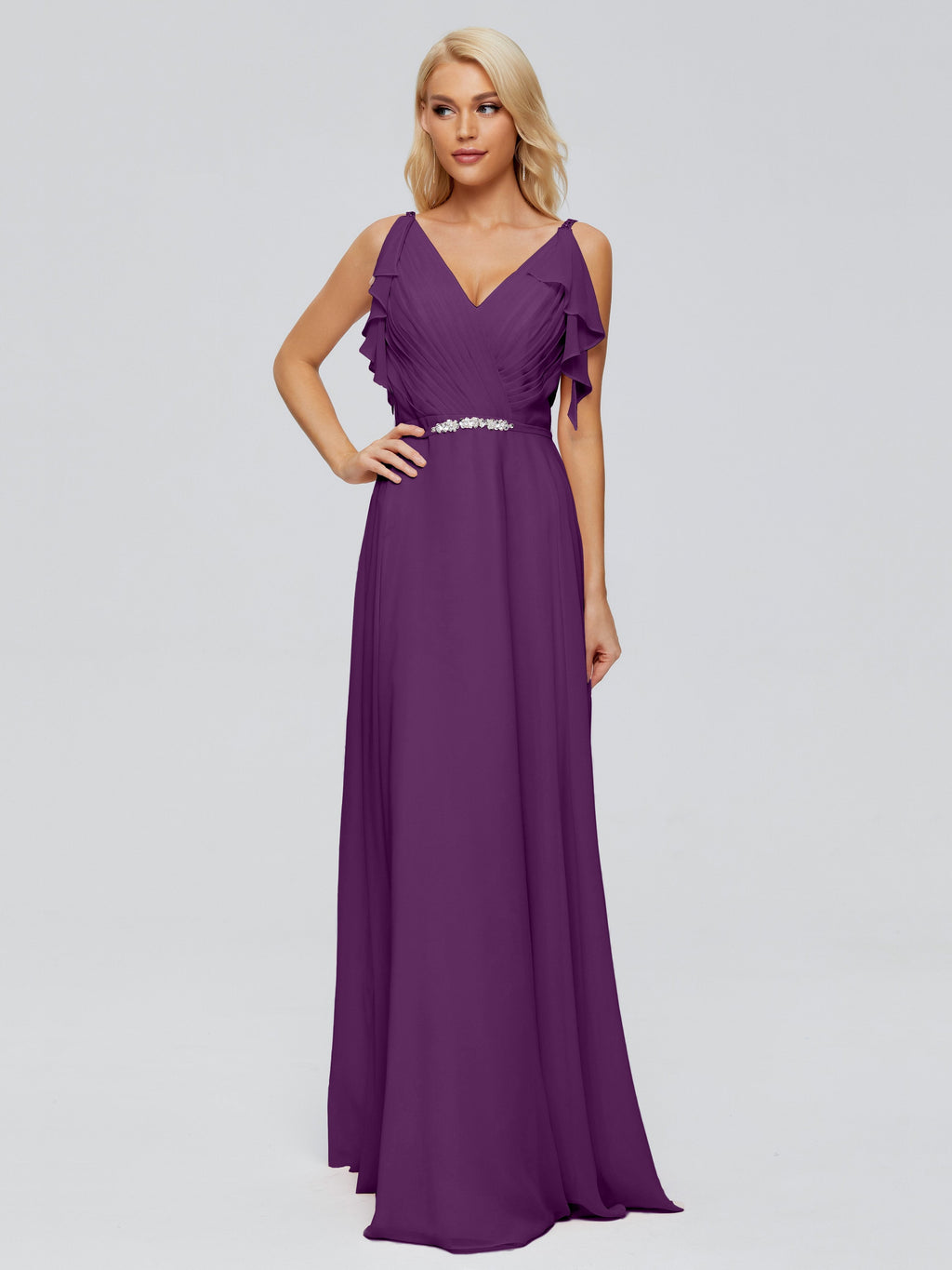 Brianna Straps V-back Chiffon Bridesmaid Dresses