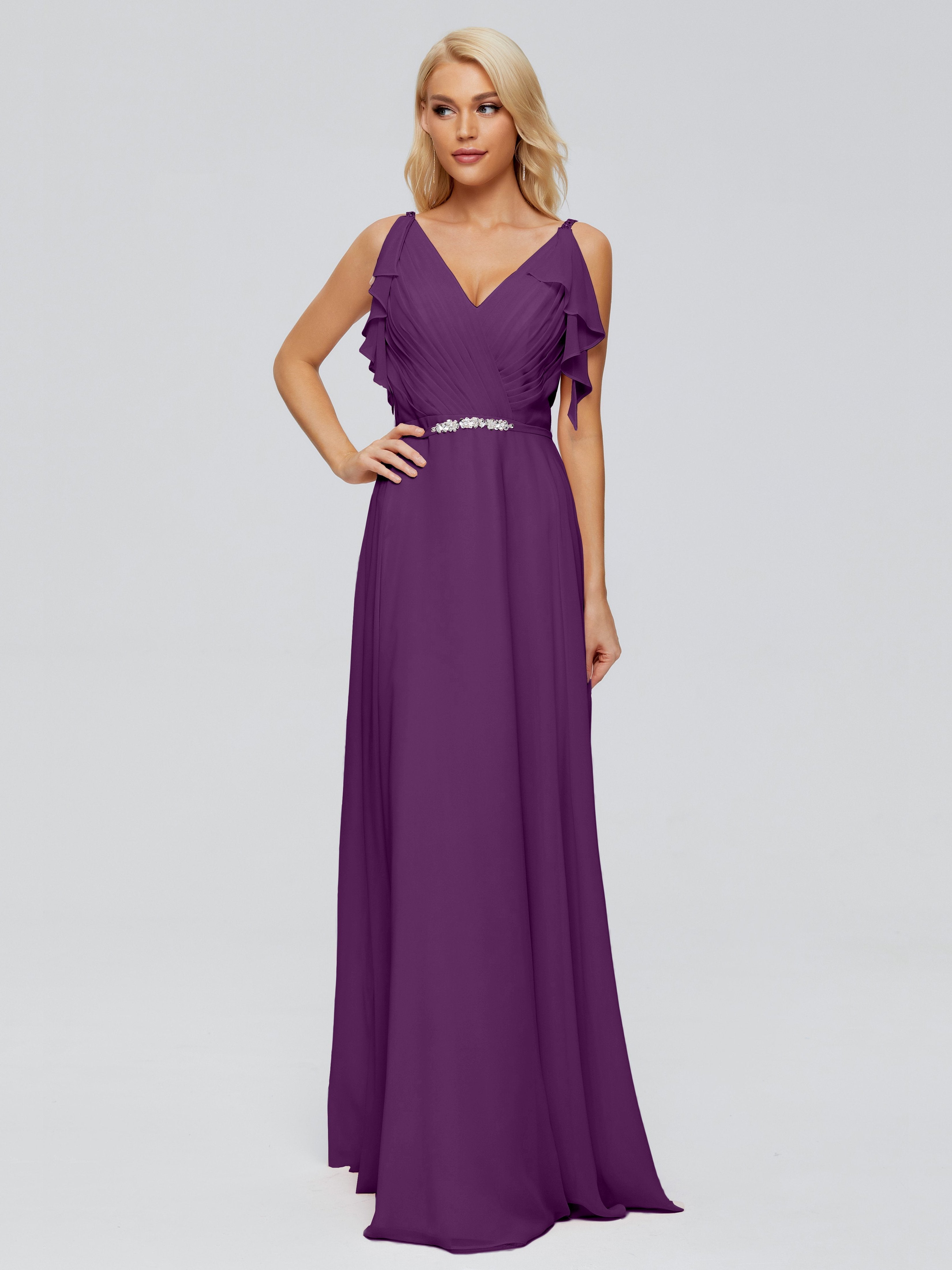 Brianna Straps V-back Chiffon Bridesmaid Dresses