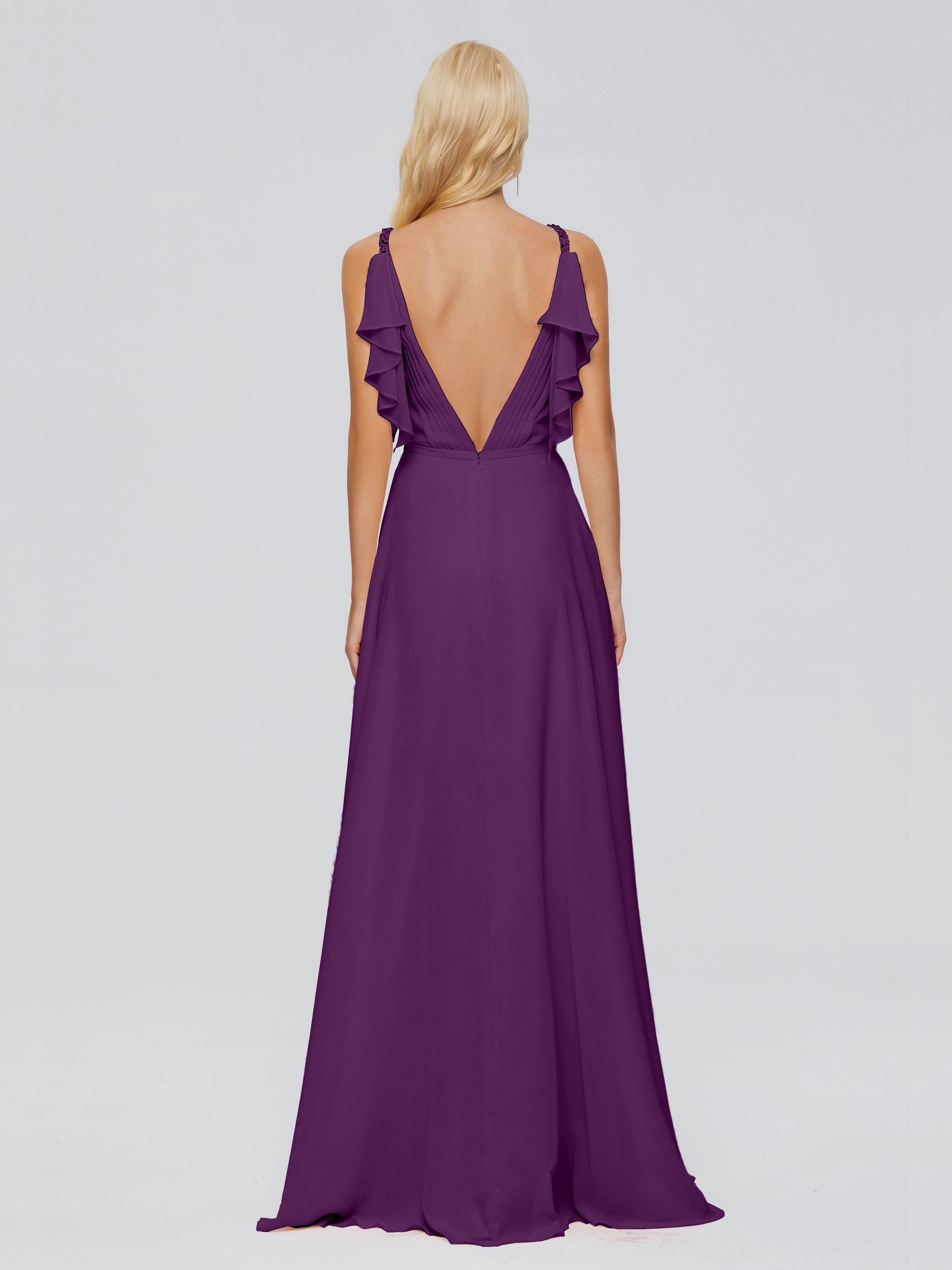 Brianna Straps V-back Chiffon Bridesmaid Dresses