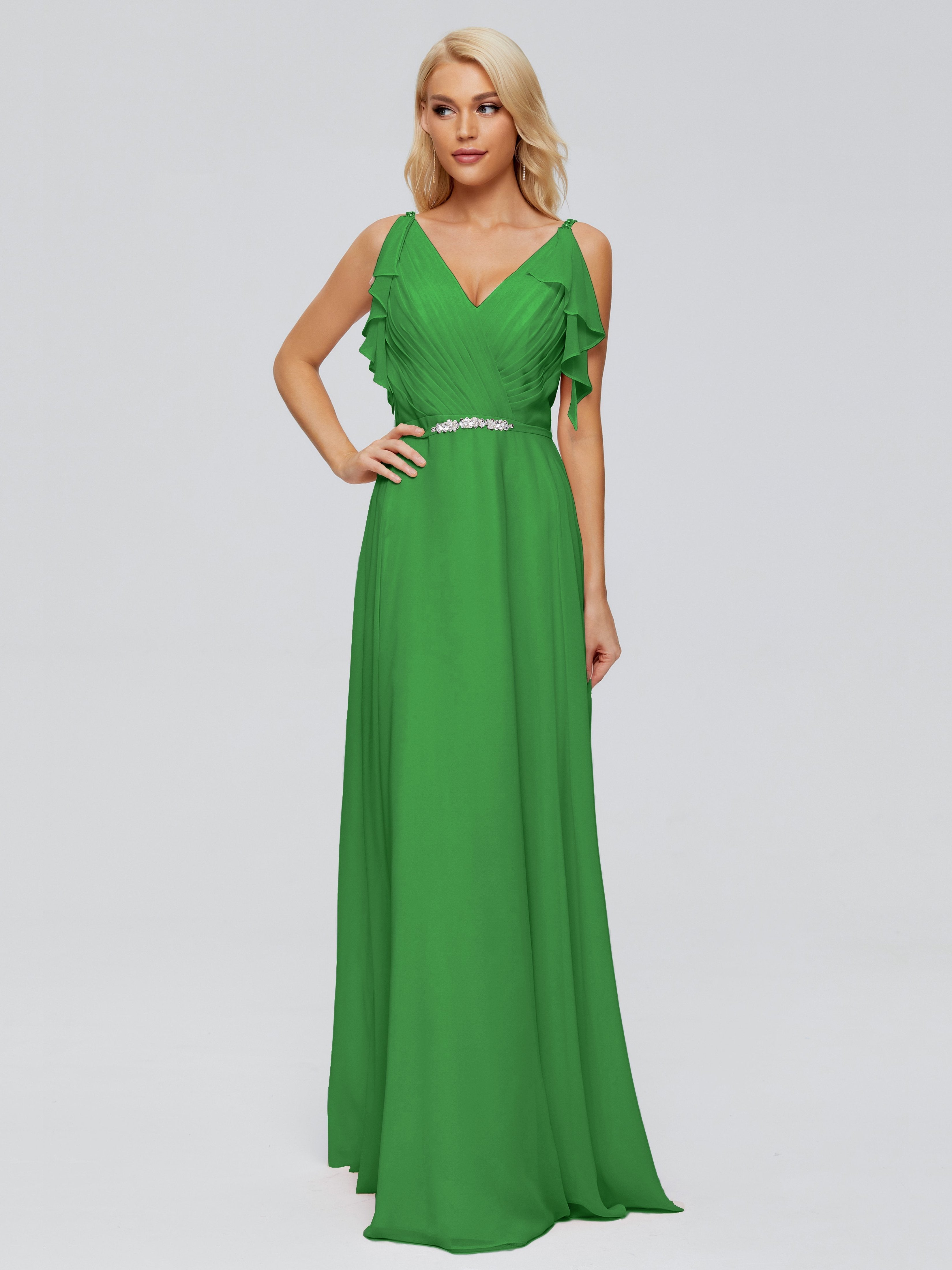Brianna Straps V-back Chiffon Bridesmaid Dresses