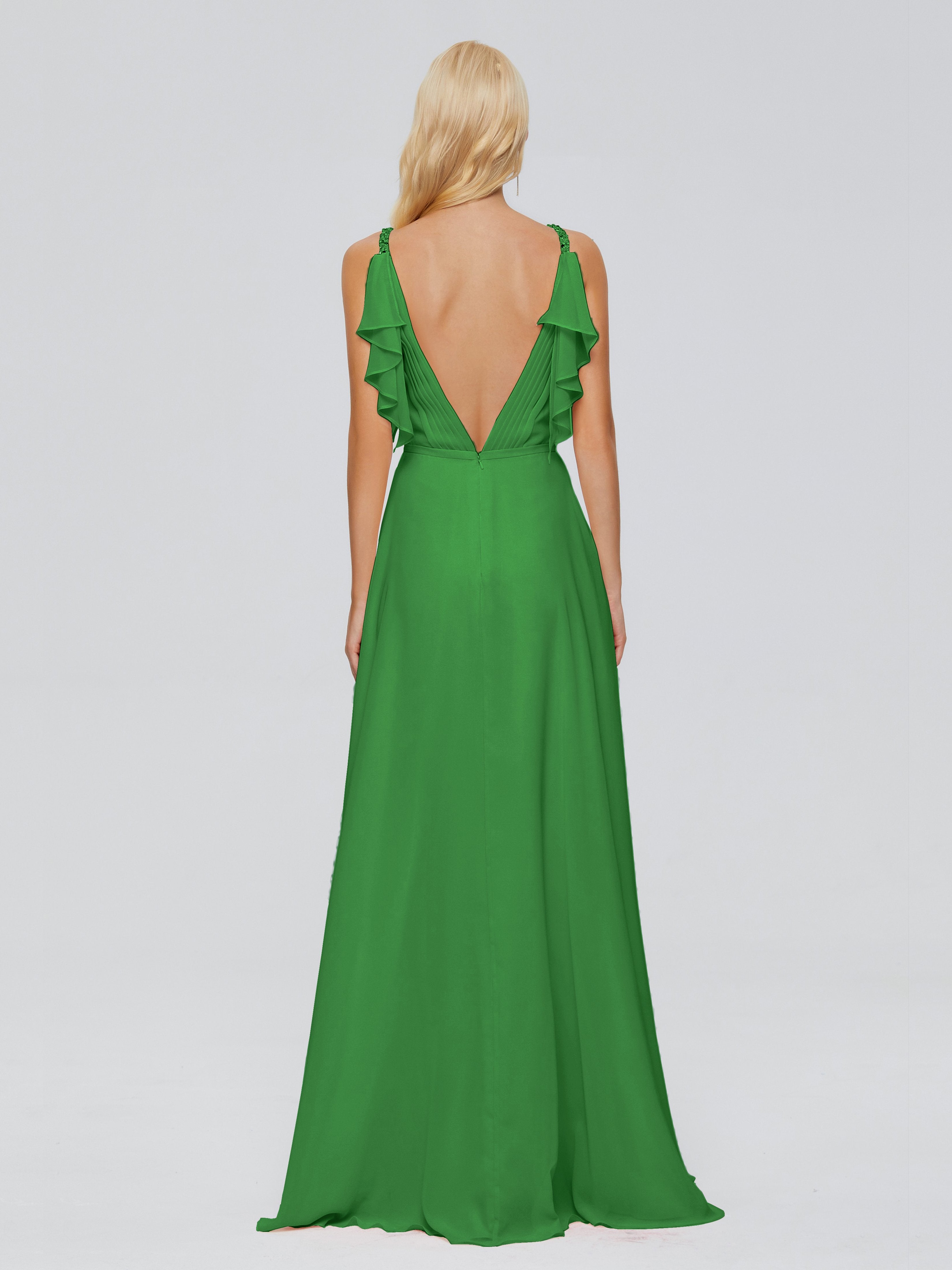 Brianna Straps V-back Chiffon Bridesmaid Dresses