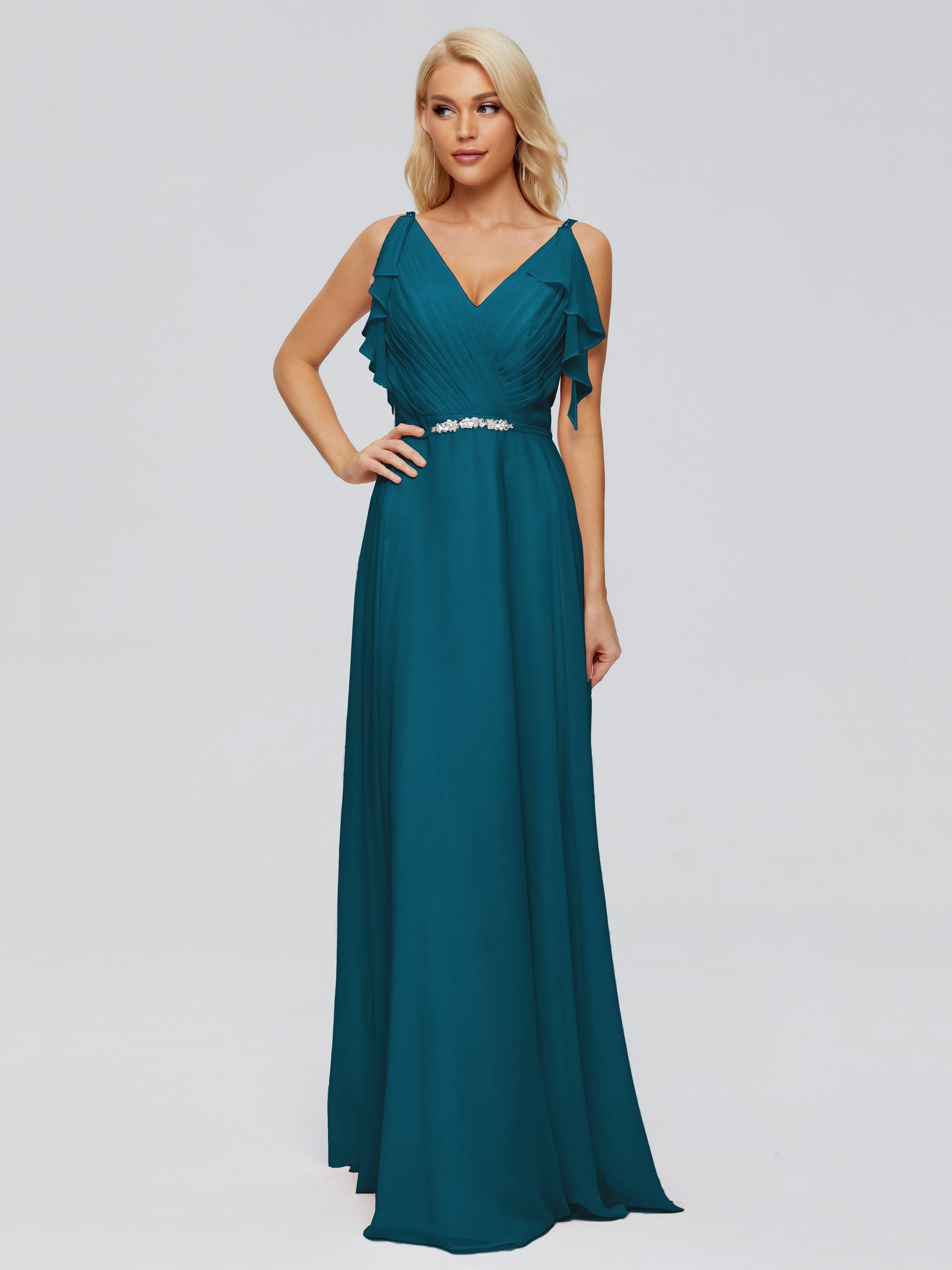 Brianna Straps V-back Chiffon Bridesmaid Dresses