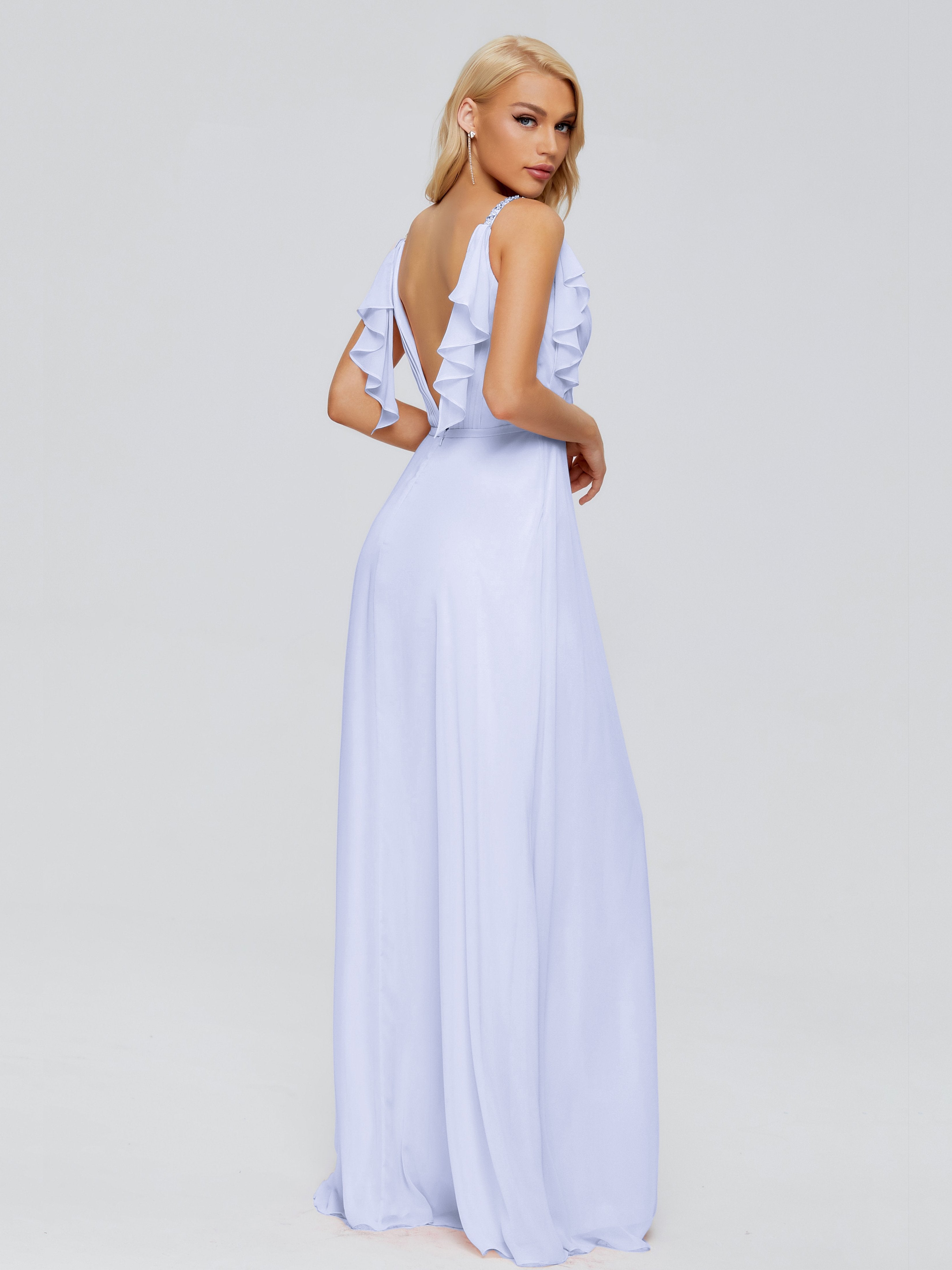 Brianna Straps V-back Chiffon Bridesmaid Dresses