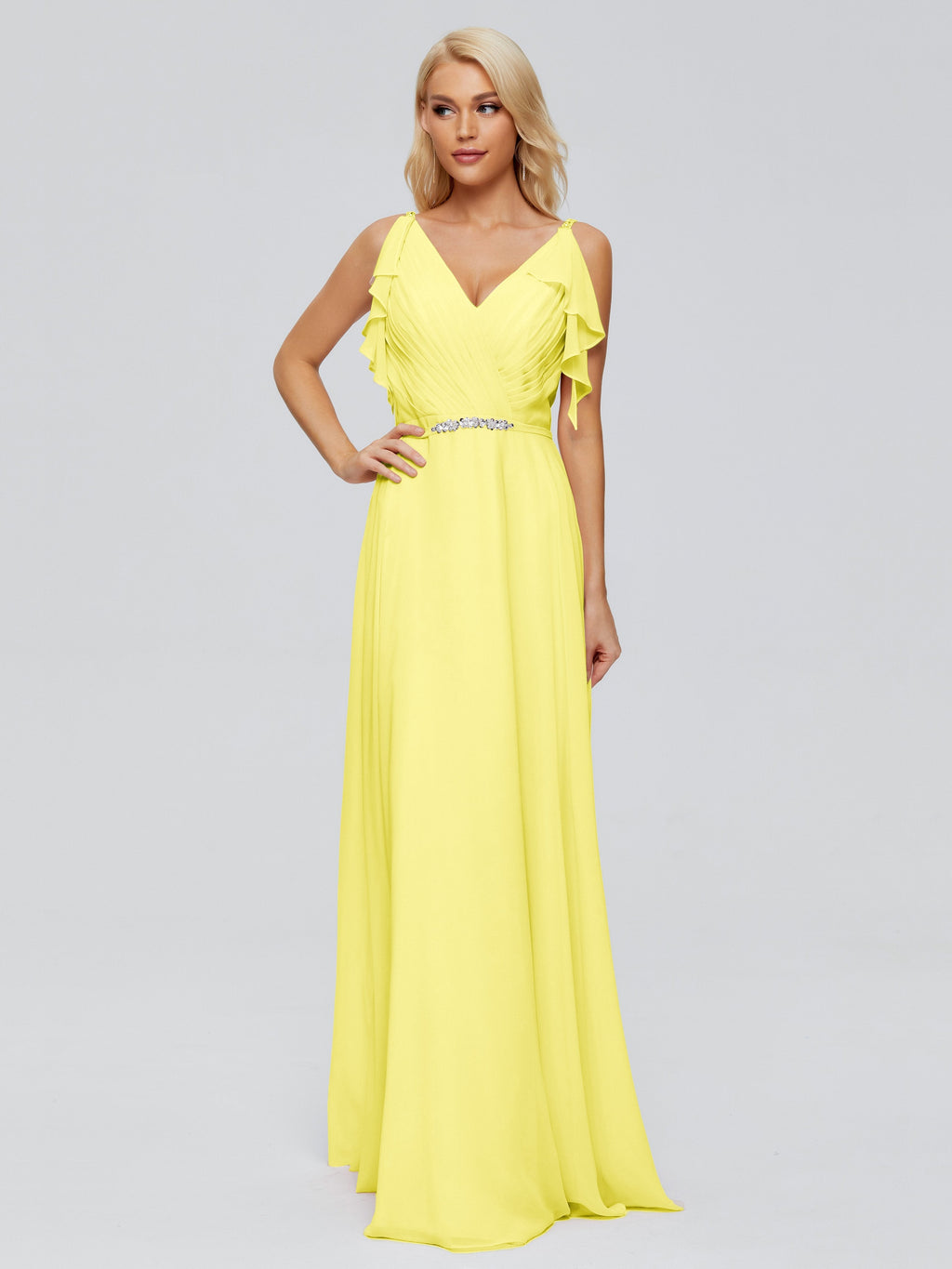 Brianna Straps V-back Chiffon Bridesmaid Dresses