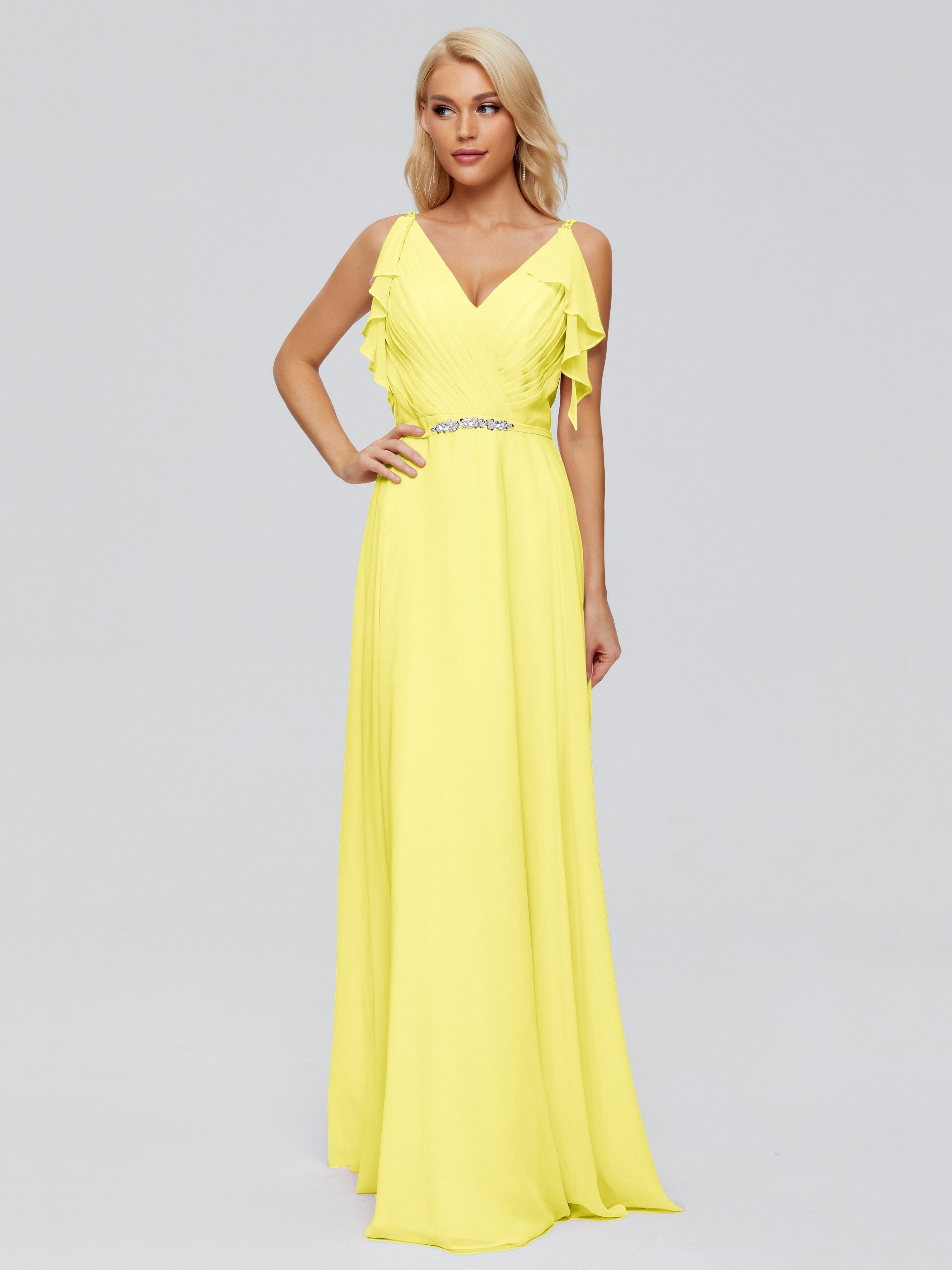 Brianna Straps V-back Chiffon Bridesmaid Dresses