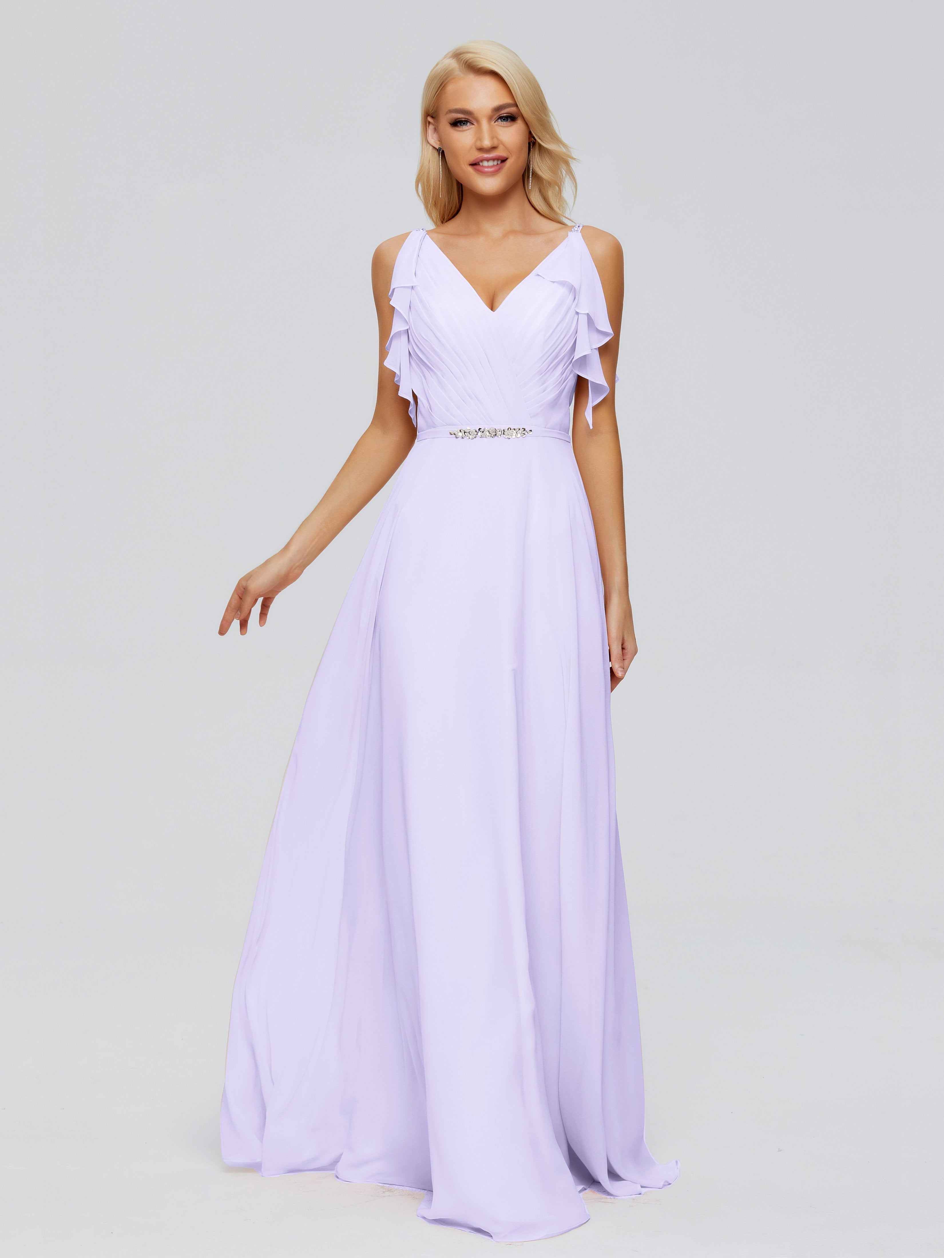 Brianna Straps V-back Chiffon Bridesmaid Dresses