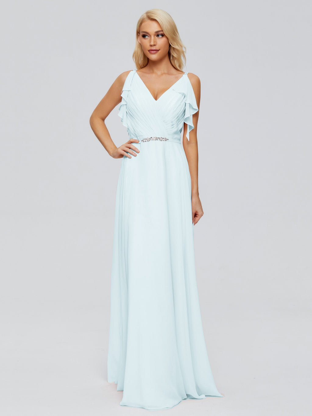 Brianna Straps V-back Chiffon Bridesmaid Dresses